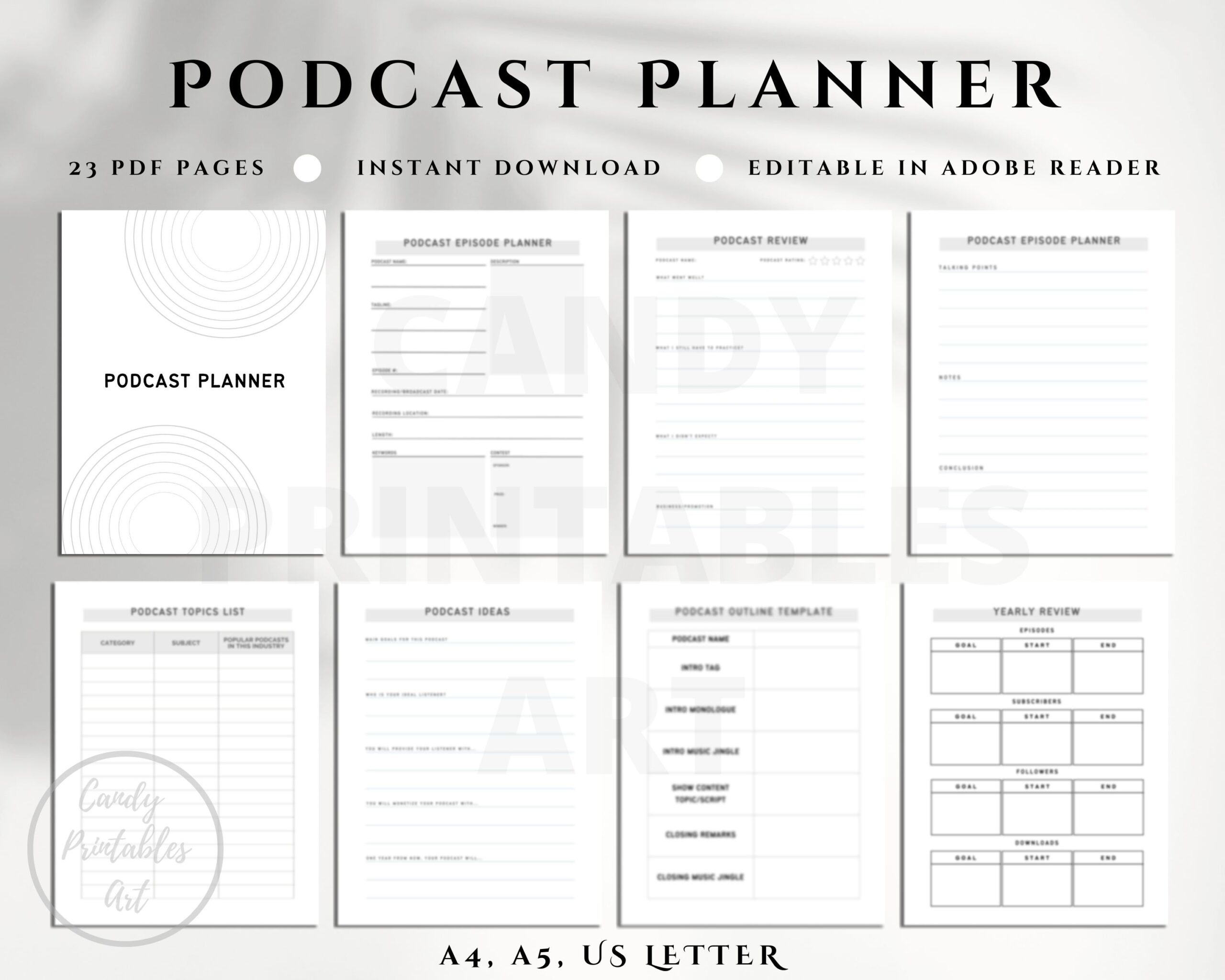 Podcast Planner Template Podcast Episode Planner Podcast Script Outline Content Planner For Podcasters Digital Download PDF Etsy