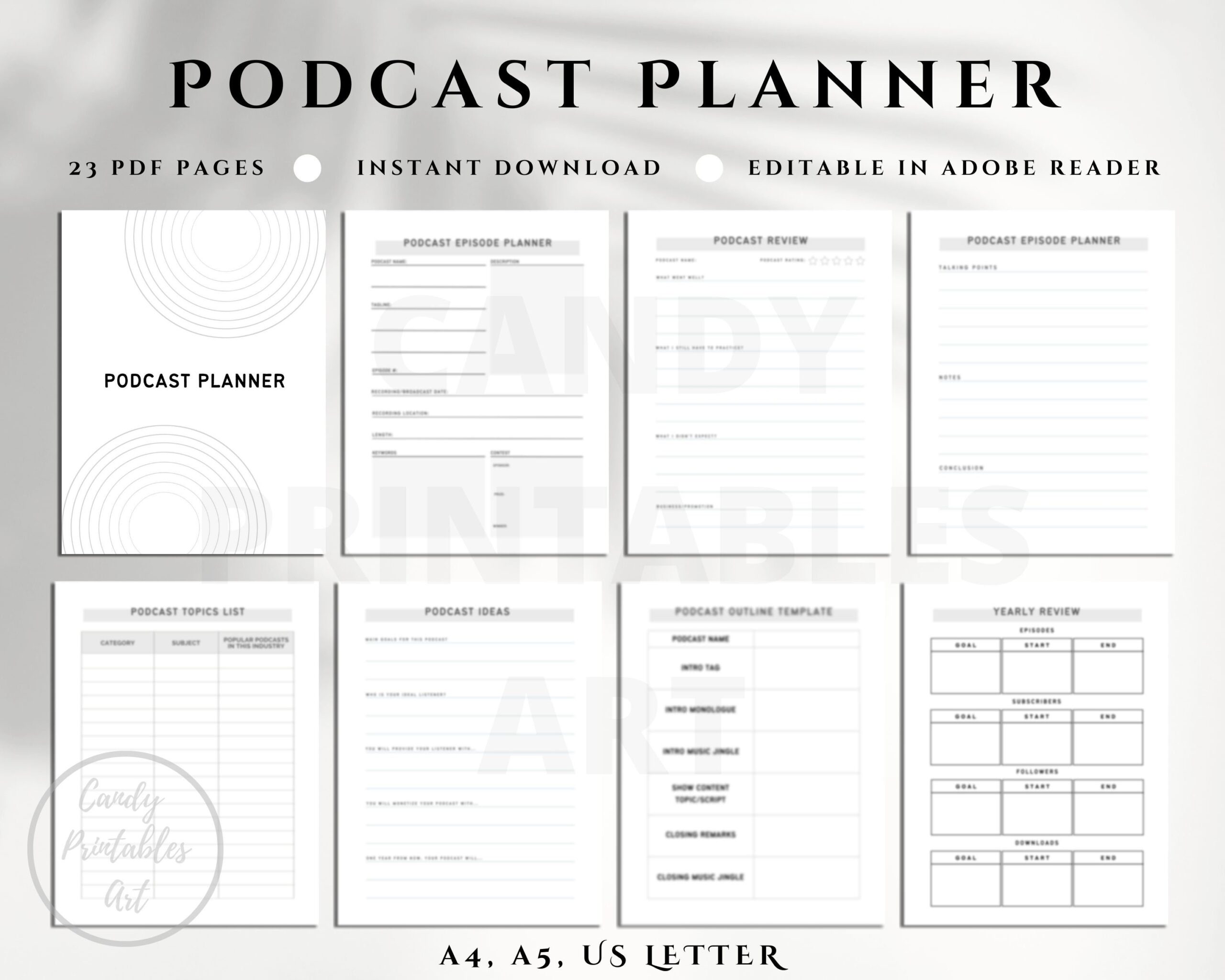 Podcast Planner Template Podcast Episode Planner Podcast Script Outline Content Planner For Podcasters Digital Download PDF Etsy