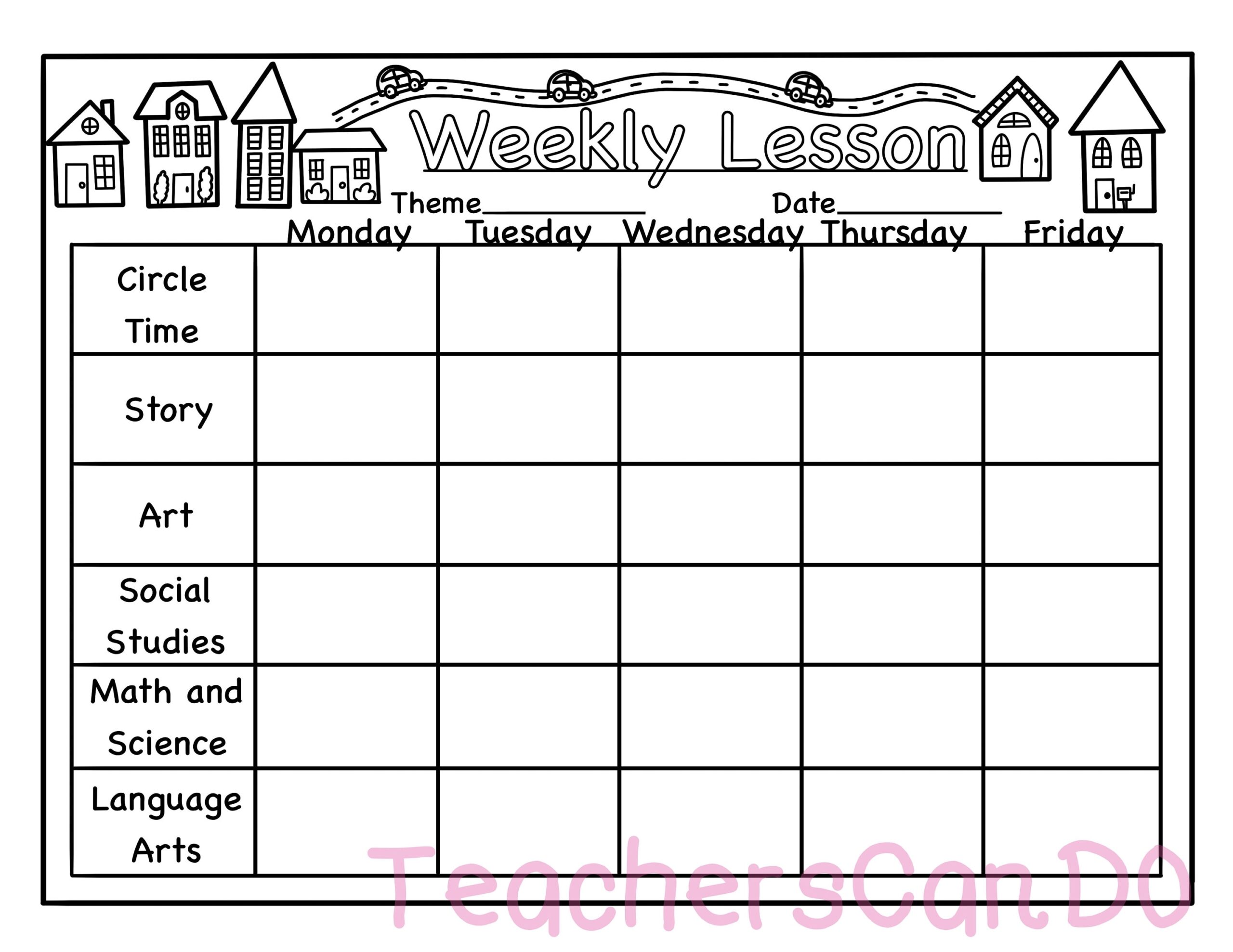 Preschool Toddler Daycare Neighborhood Themed Lesson Plan Template