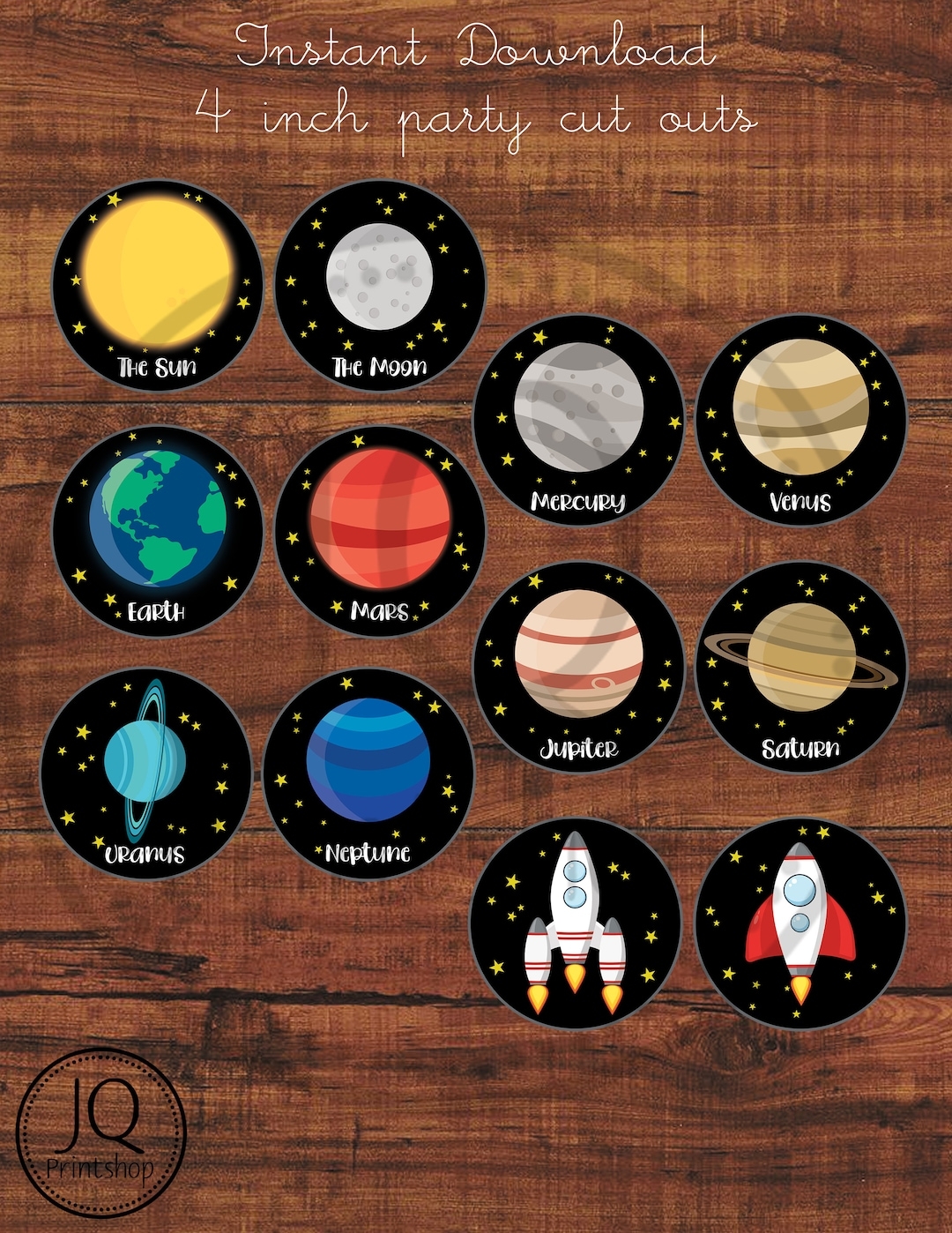 Printable 4 Inch Party Cut Outs Planet Party Space Theme Party Solar System Birthday Solar System Decoration Space Theme Banner Etsy