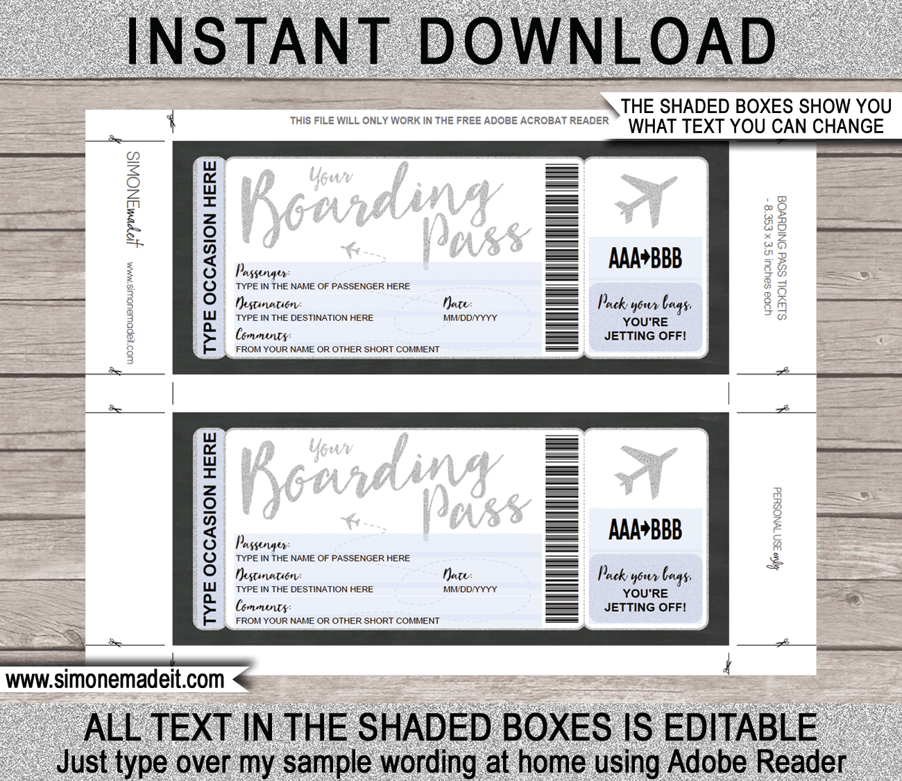 Plane Ticket Template For Gift