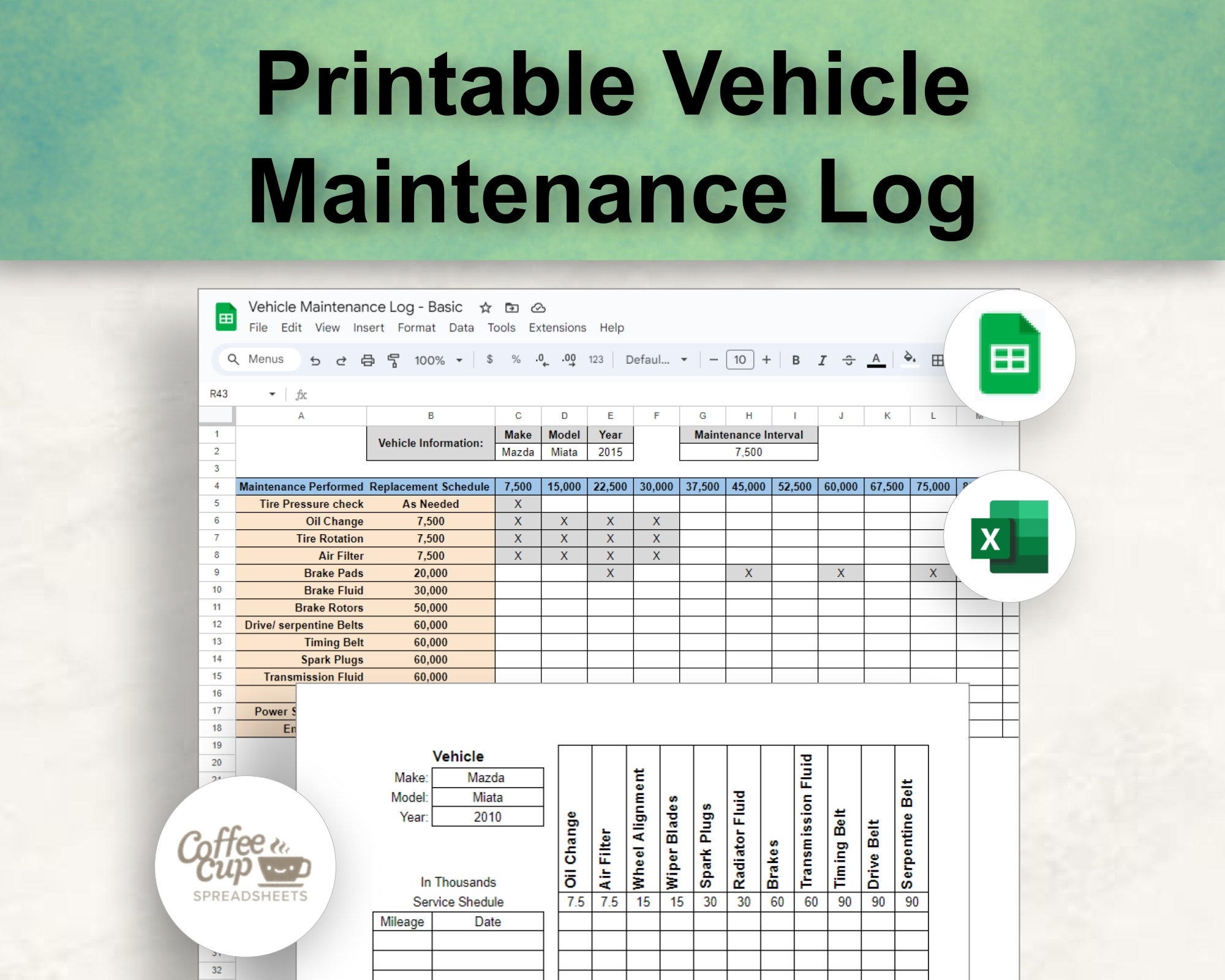 Vehicle Maintenance Plan Template