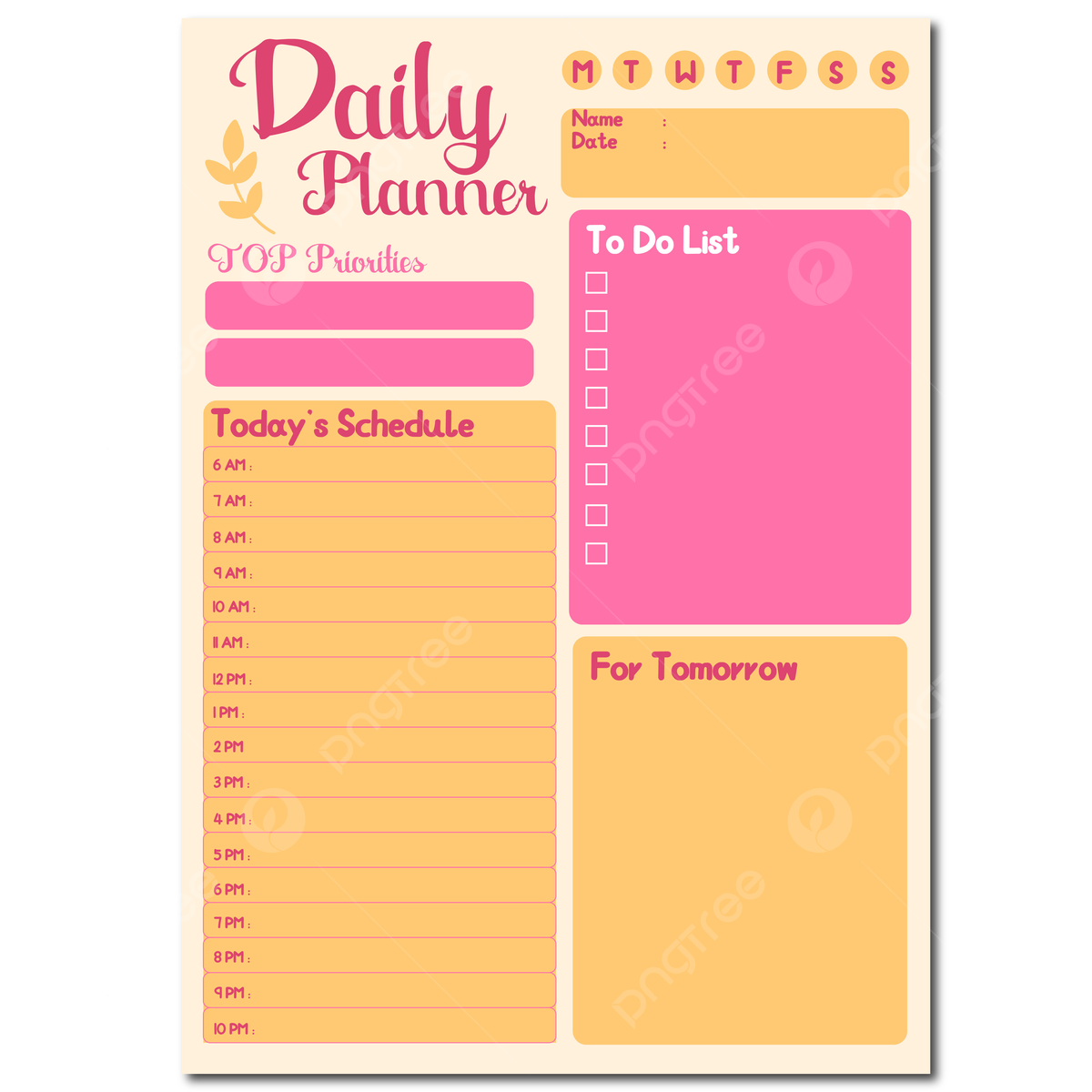 Free Printable Cute Daily Planner Template