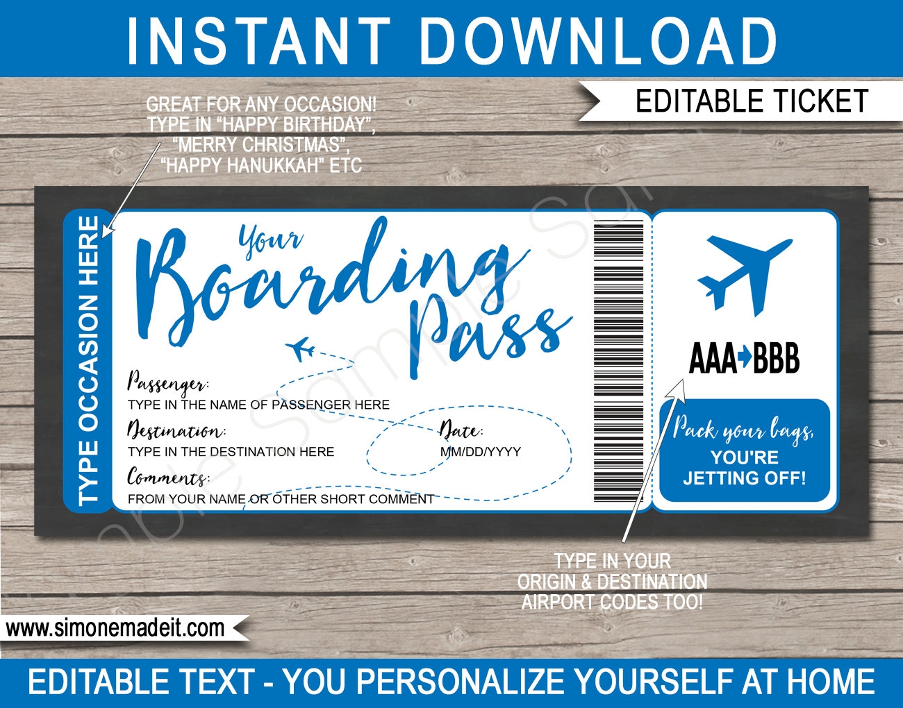Fake Plane Ticket Template