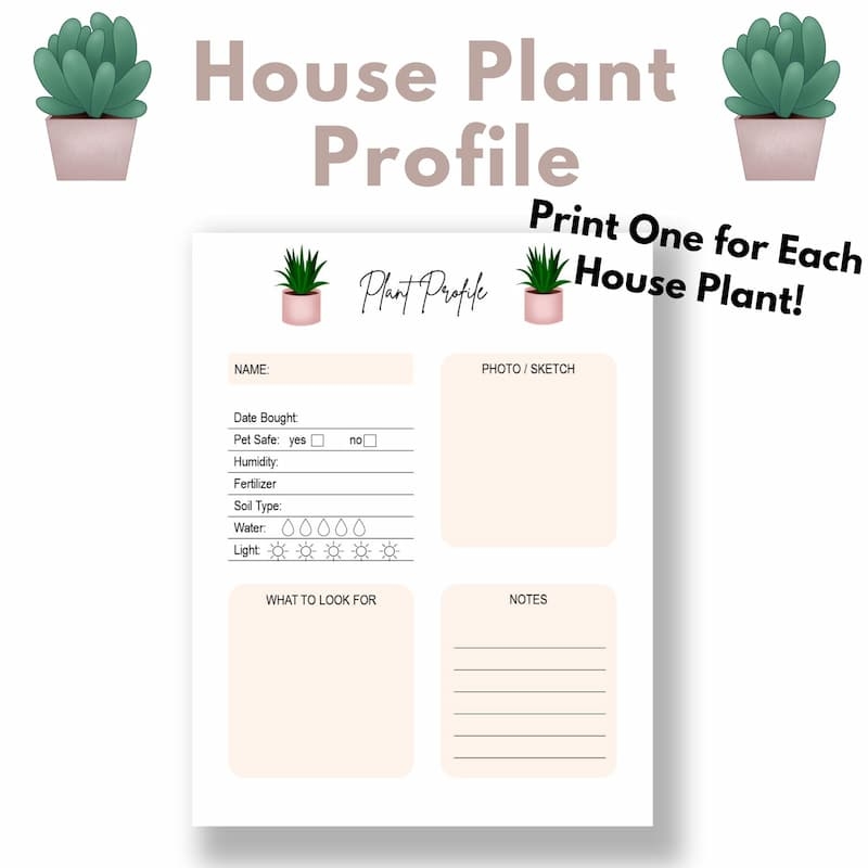 Printable House Plant Journal And Tracker