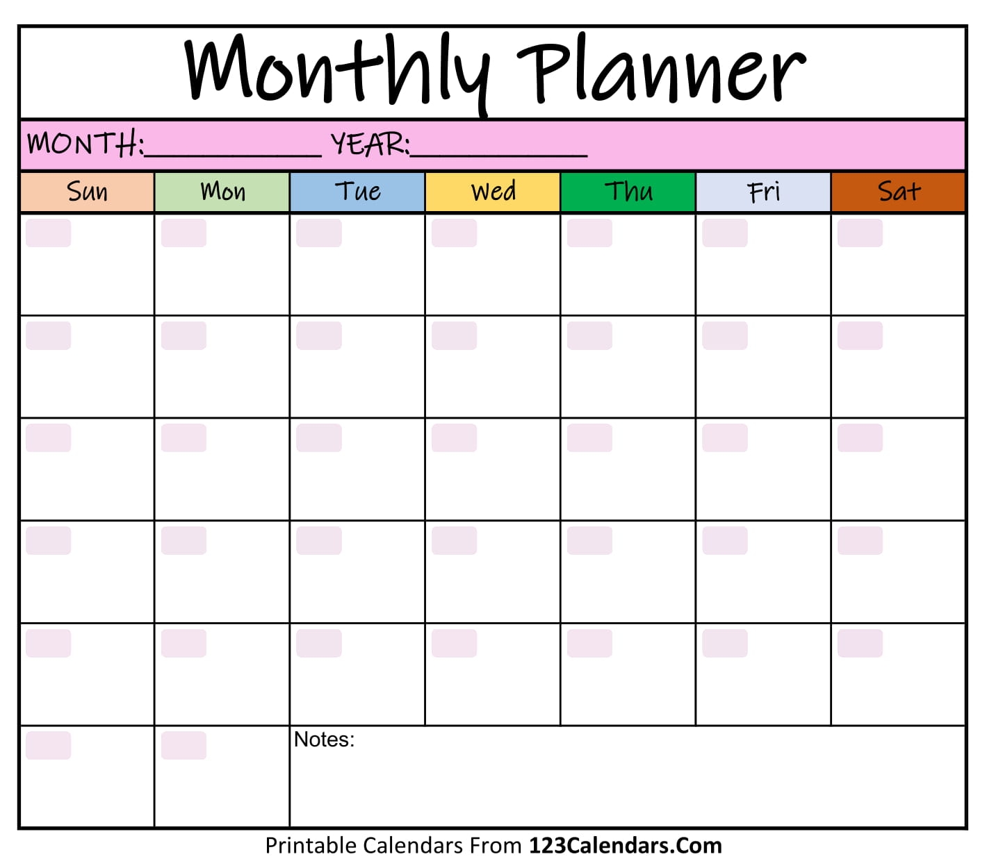 Monthly Planner Free Printable Blank Calendars
