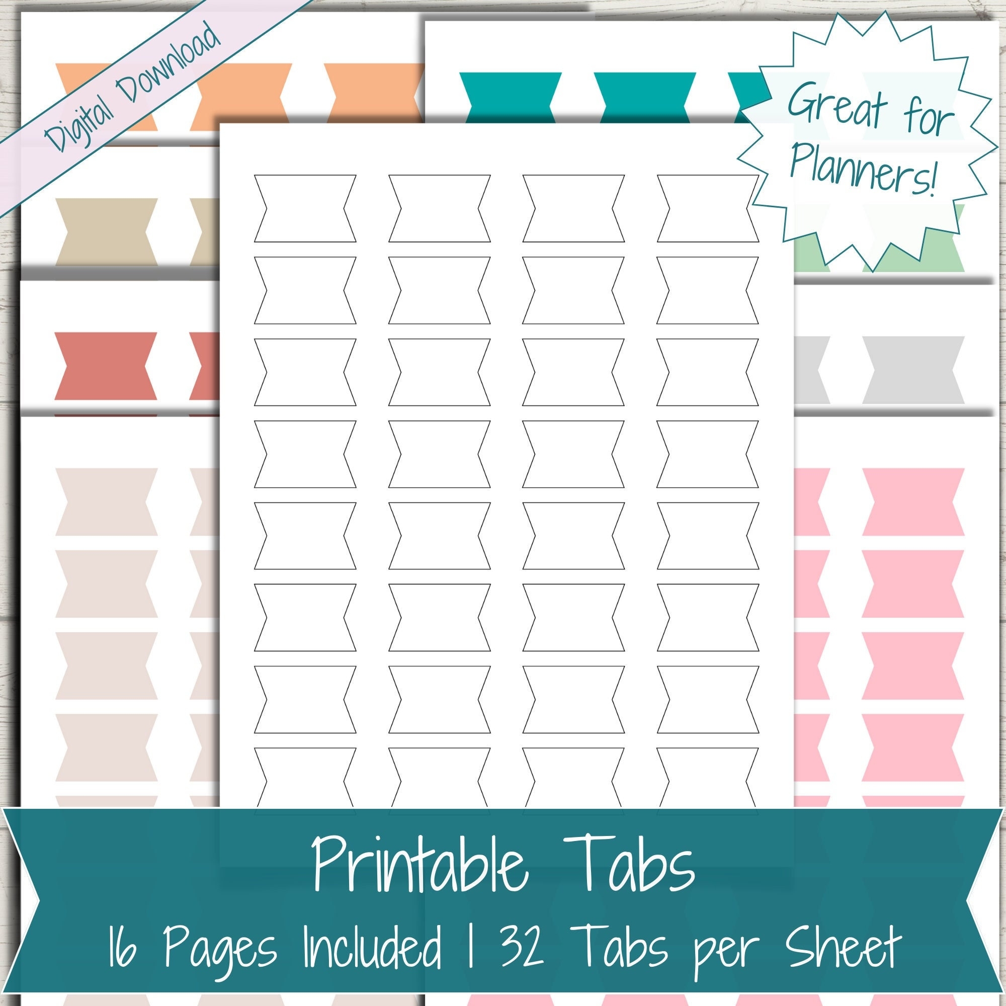 Printable Tabs Template Planner Printable Tabs Binder Divider Tabs Side Tab Tabs For Notebook Tab For Journal Etsy