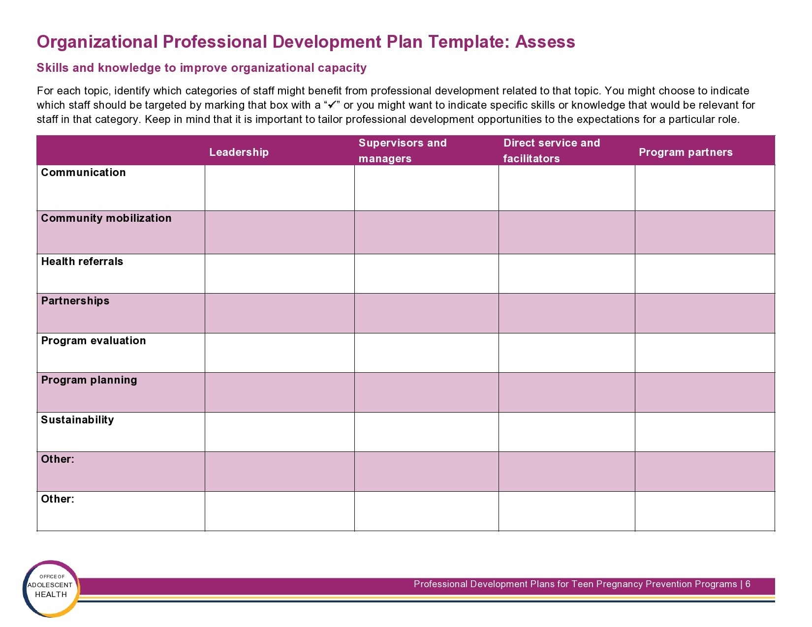 Professional Development Plan Template Project Management Templates