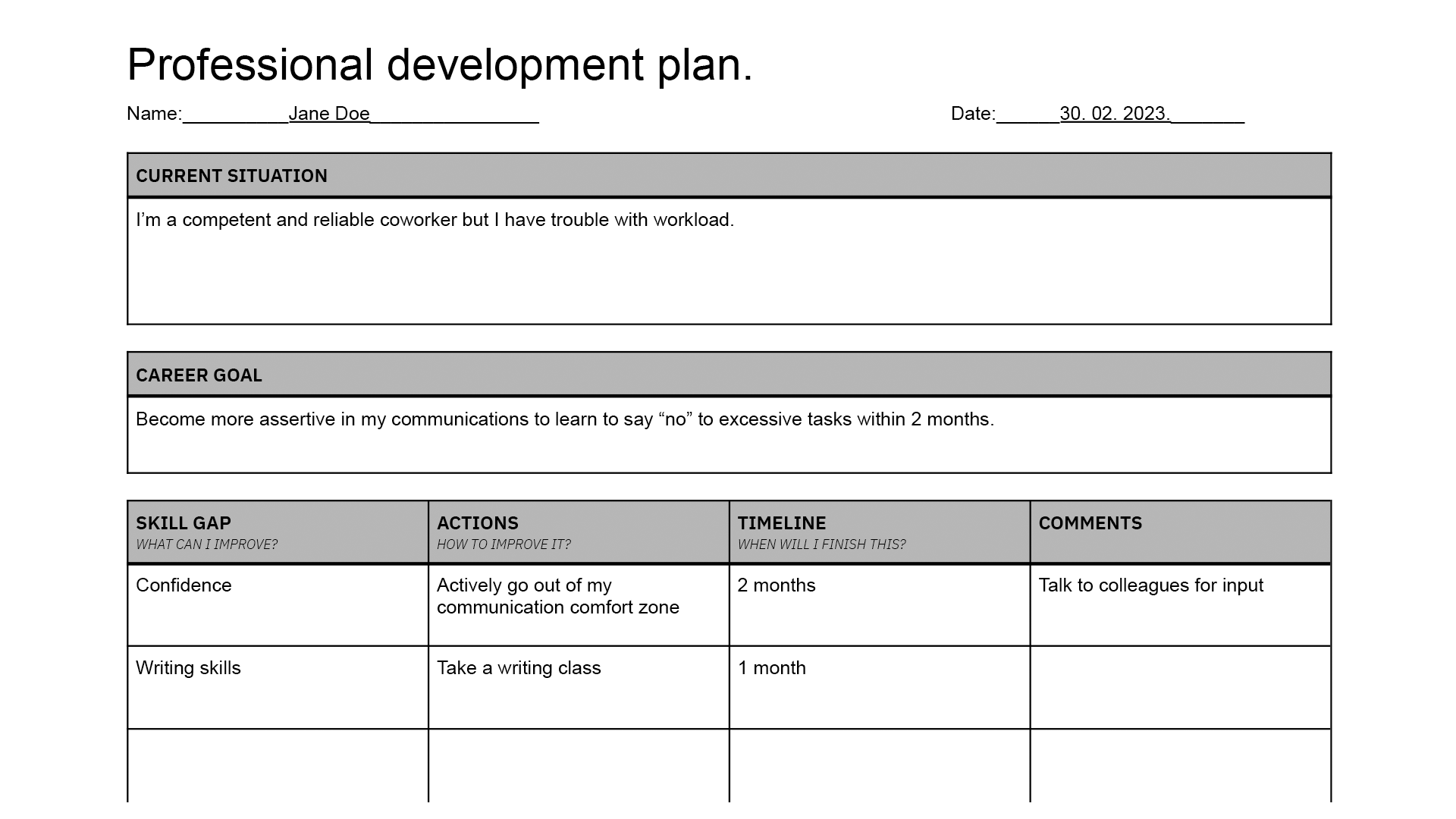 Professional Development Plan Template Transcom