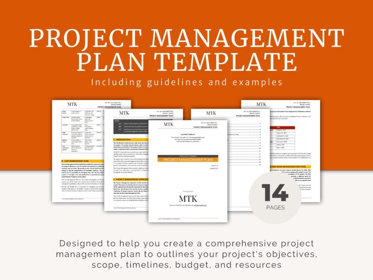 Project Management Plan Template Fully Editable MS Word With Examples PMP Project Management PMI Project Planning