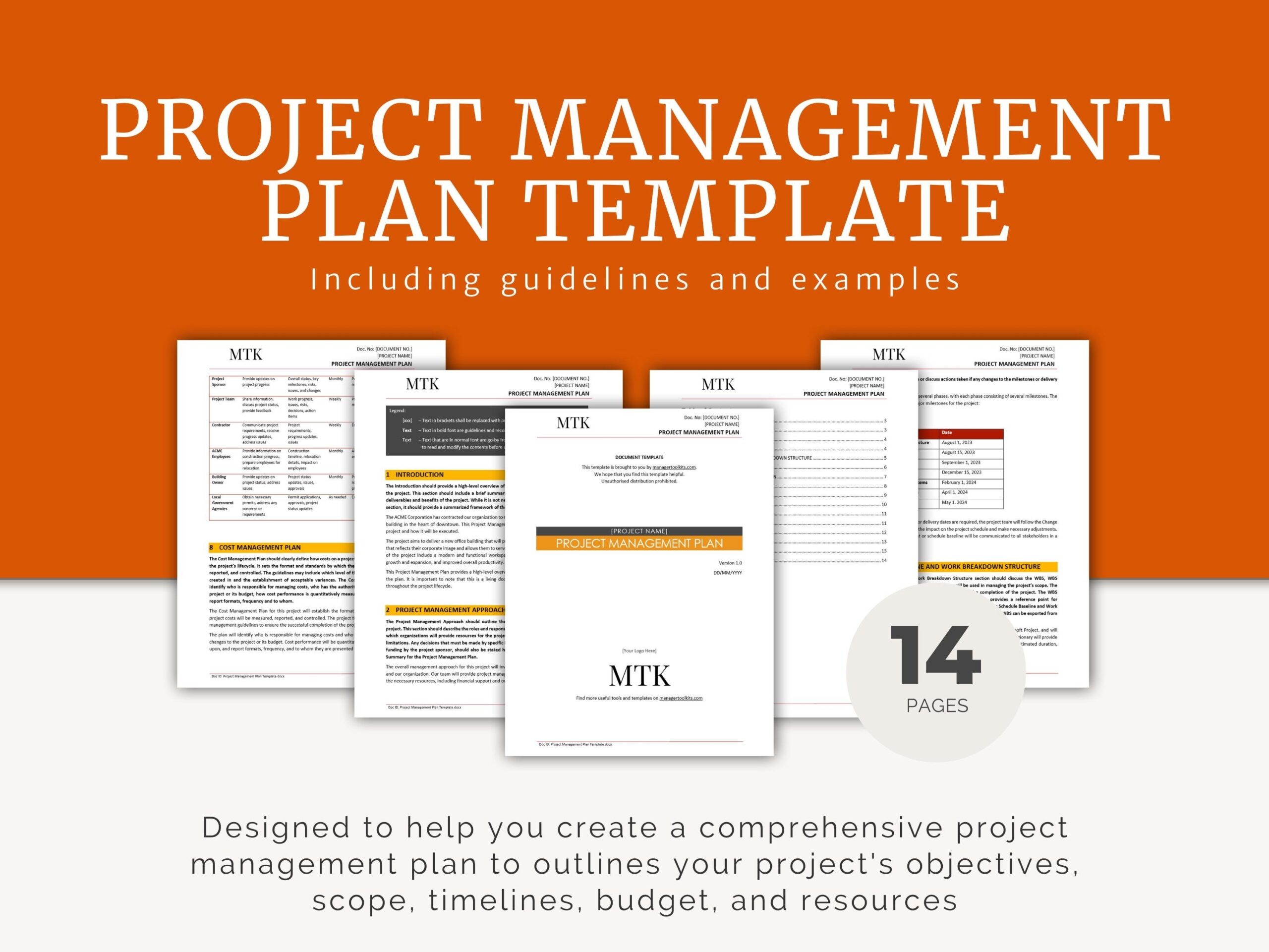 Project Management Plan Template Fully Editable MS Word With 