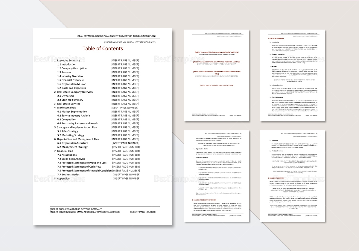 Real Estate Business Plan Template Free