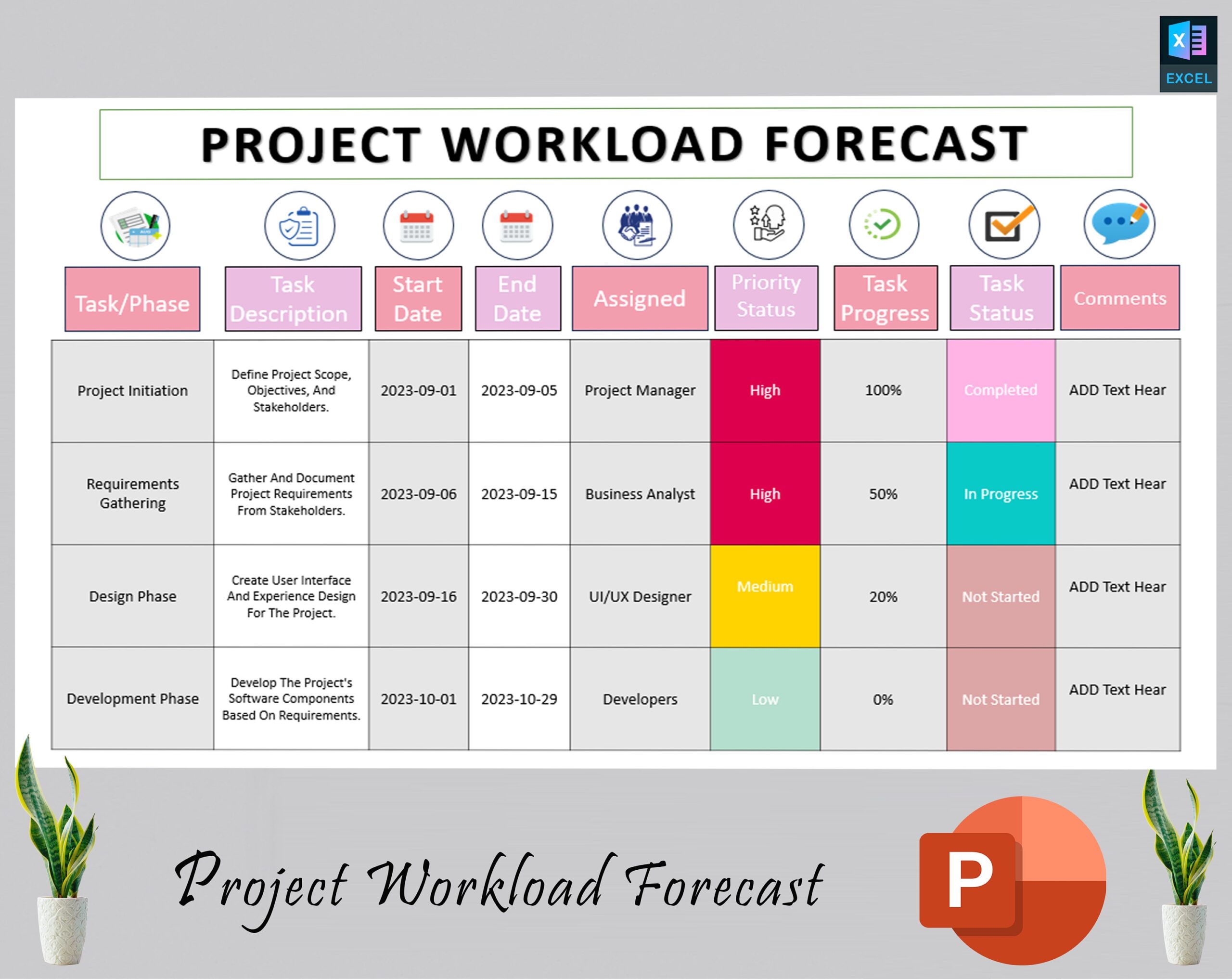 Project Workload Forecast Template Project Management Work Task Planner Task List Task Tracker Task Organizer Work Planner Etsy