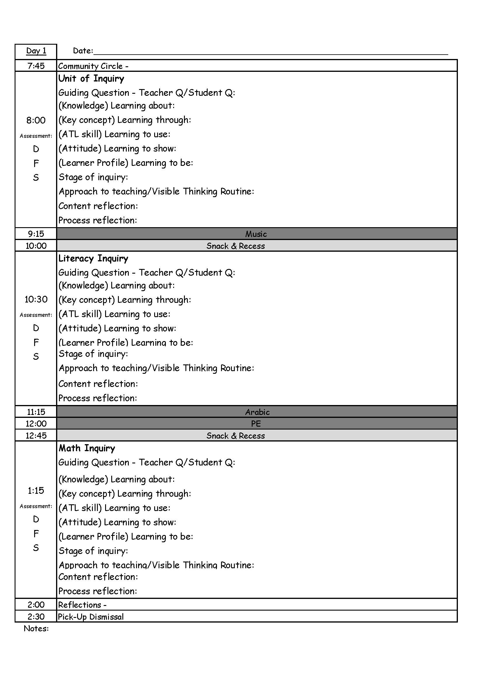 Unit Plan Template