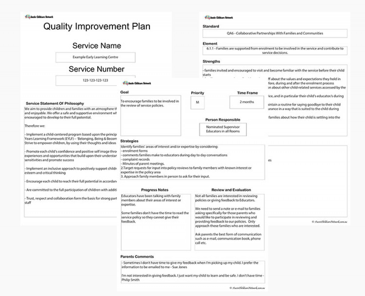 Quality Improvement Plan Aussie Childcare Network