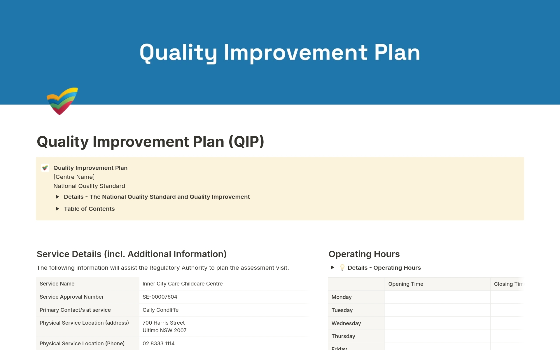 Quality Improvement Plan QIP 