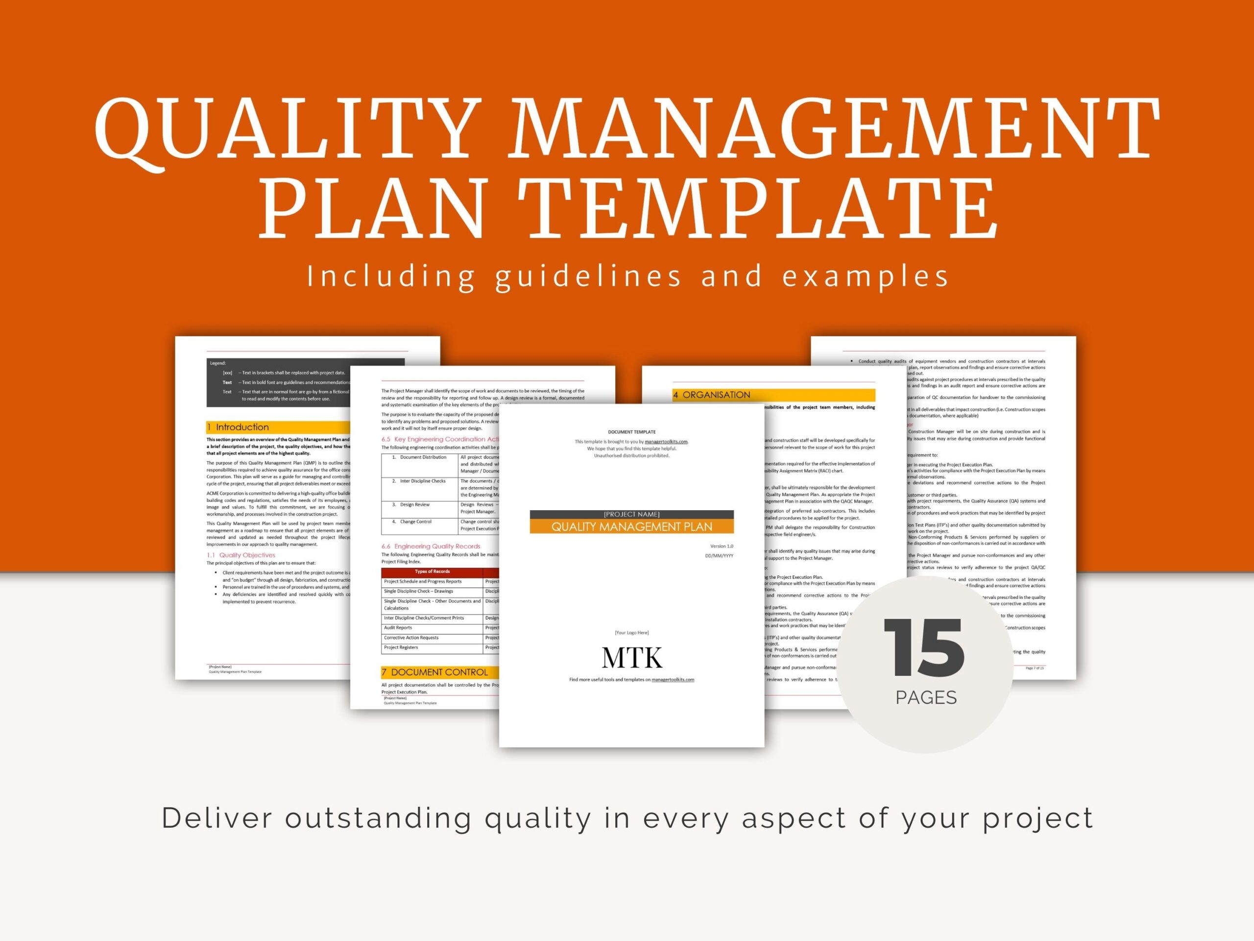 Quality Management Plan Template Fully Editable MS Word With Examples PMP Project Quality