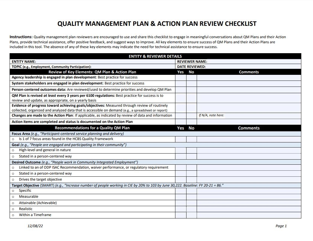 Quality Management Planning And Implementation Documents MyODP