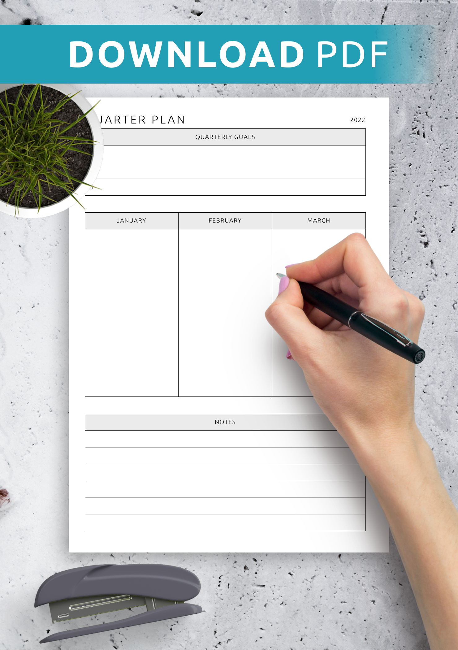 Quarter Plan Template Strategic U0026 Customizable PDF Layout