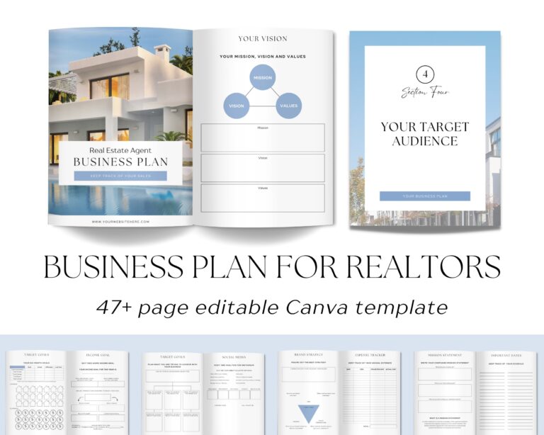 Realtor Business Plan Real Estate Business Plan Template Business Plan Template Canva Realtor Business Proposal Realtor Business Guide Etsy