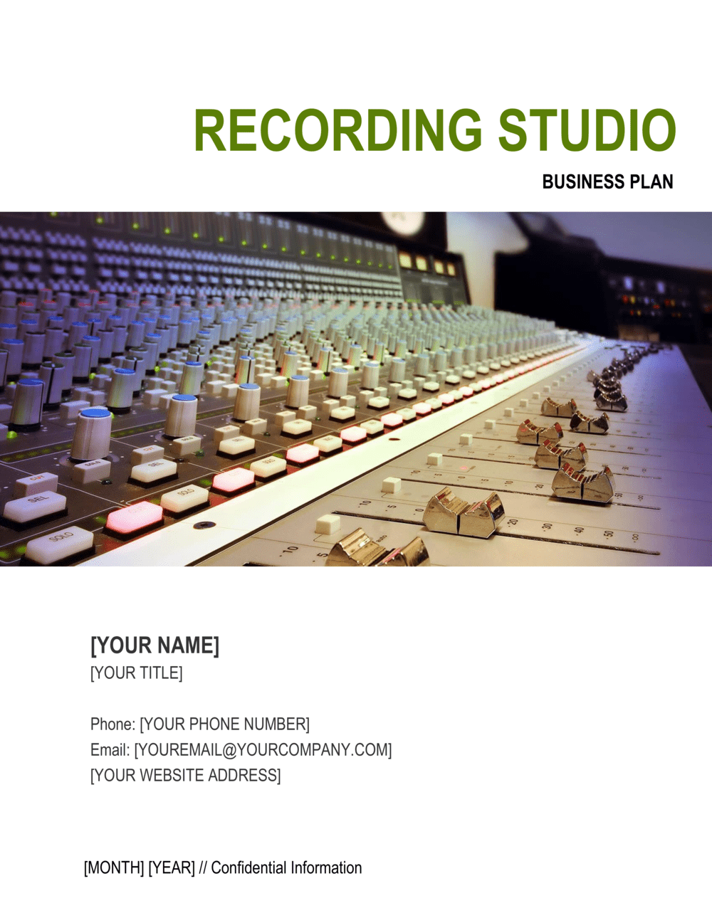 Recording Studio Business Plan Template