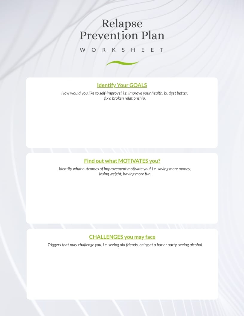 Relapse Prevention Plan Template Pdf