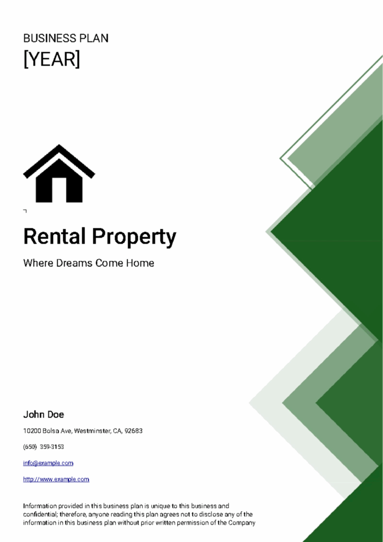 Rental Property Business Plan Example BUSINESS PLAN YEAR Rental Property Where Dreams Come Home Studocu