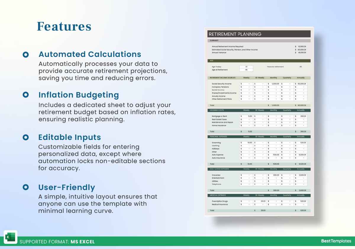 Retirement Planning Excel Template Best Templates