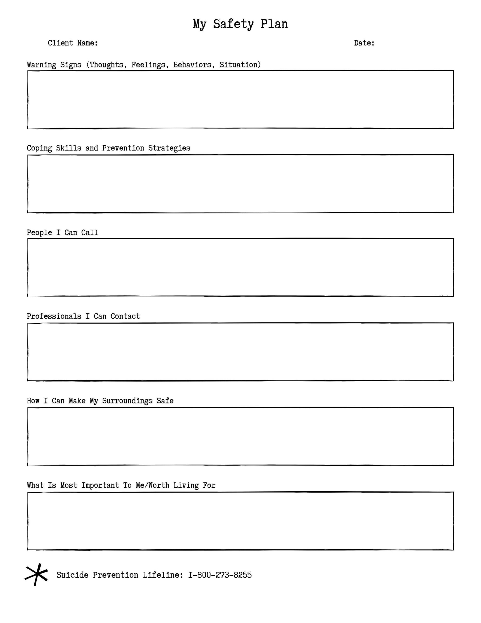 Safety Plan Digital Download PDF For Therapists And Counselors Social Work