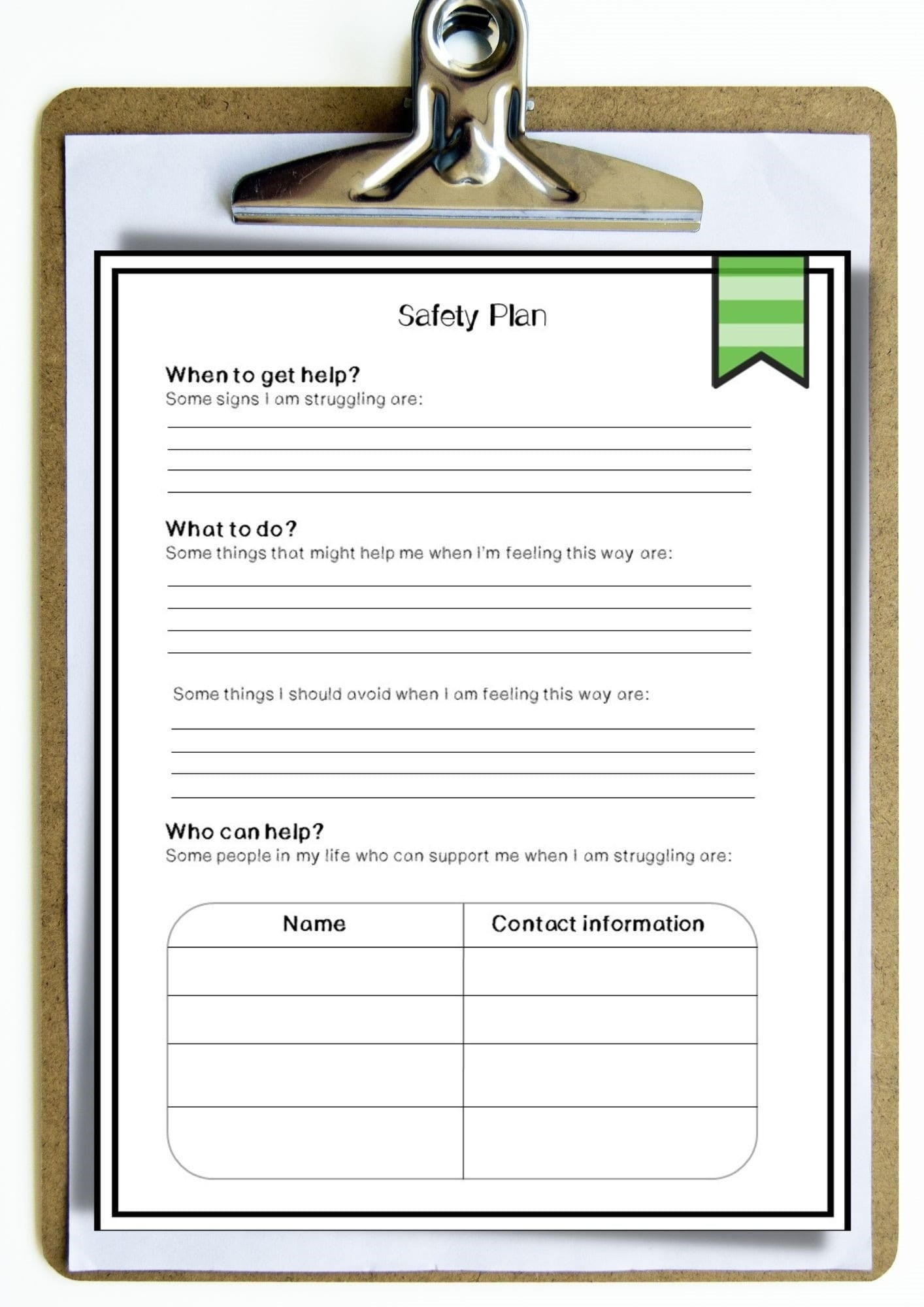 Safety Plan Template For Children Adolescents In Crisis 1 Page Digital Download For Therapists Counselors Teachers Administrators