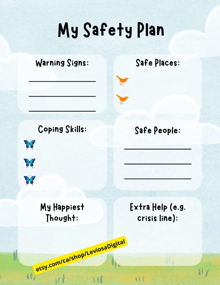 Safety Plan Template Pack Kids Youth Digital Download Crisis Intervention Therapy Tool Worksheet Counsellor CBT Social Work Teaching Etsy