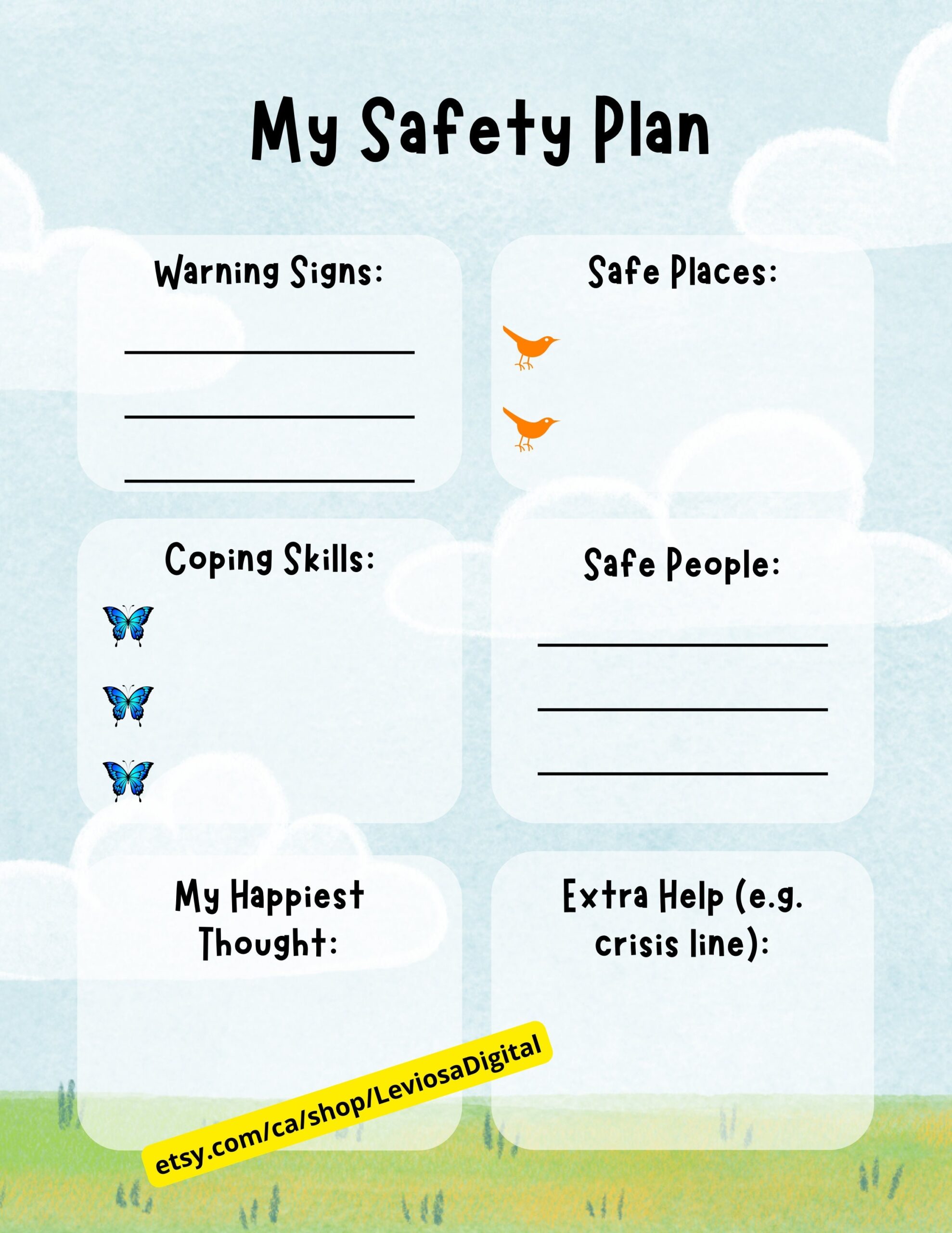Safety Plan Template Pack Kids Youth Digital Download Crisis Intervention Therapy Tool Worksheet Counsellor CBT Social Work Teaching Etsy