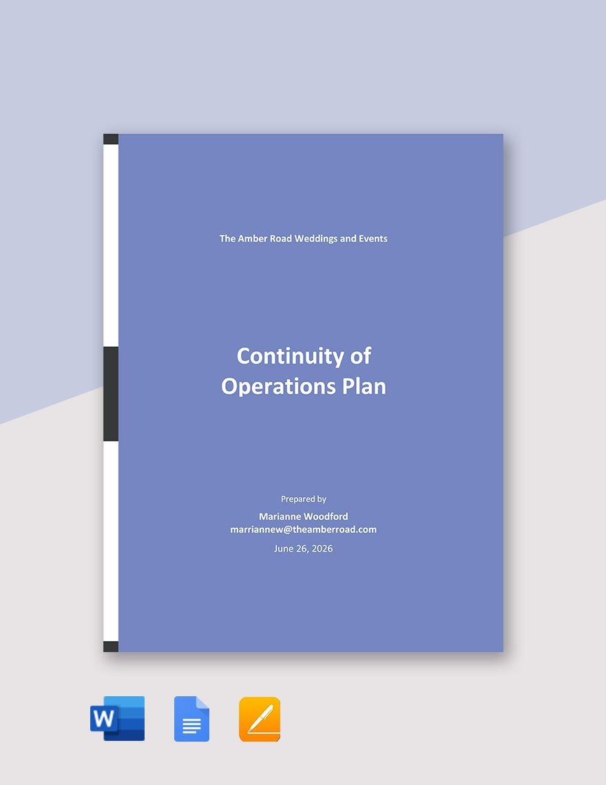 Sample Continuity Of Operations Plan Template In PDF Word Pages Google Docs Download Template