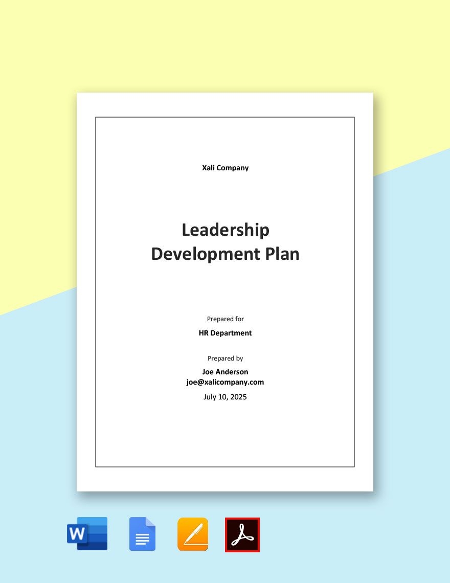 Sample Leadership Development Plan Template In Word Google Docs 