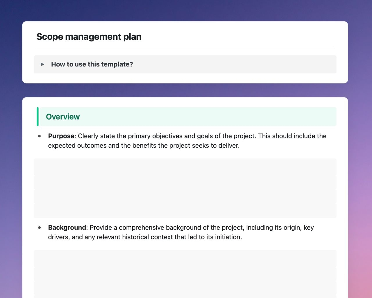 Scope Management Plan Free Craft Template