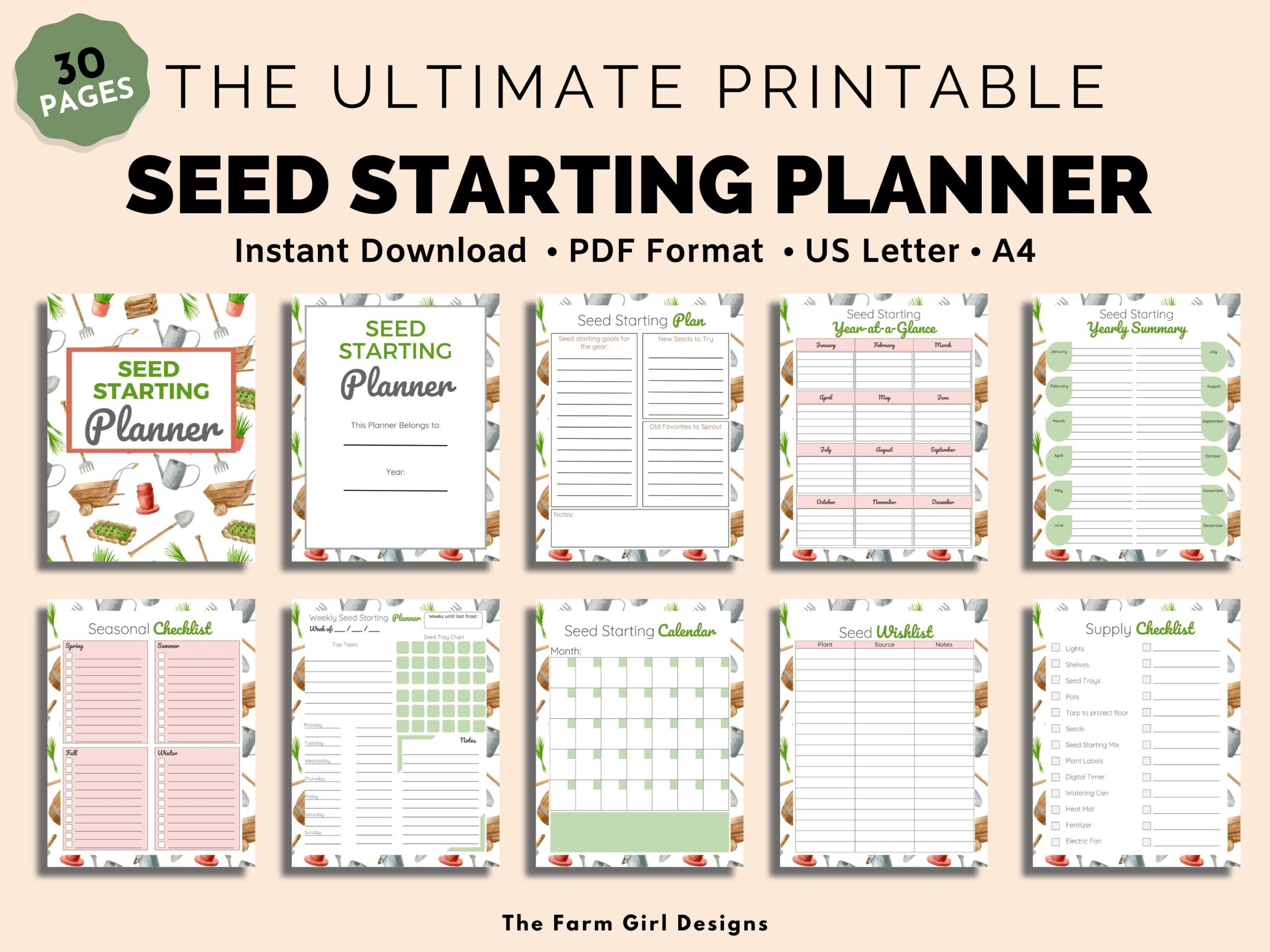 Seed Starting Planner Garden Planner Gardening Planner Seed 