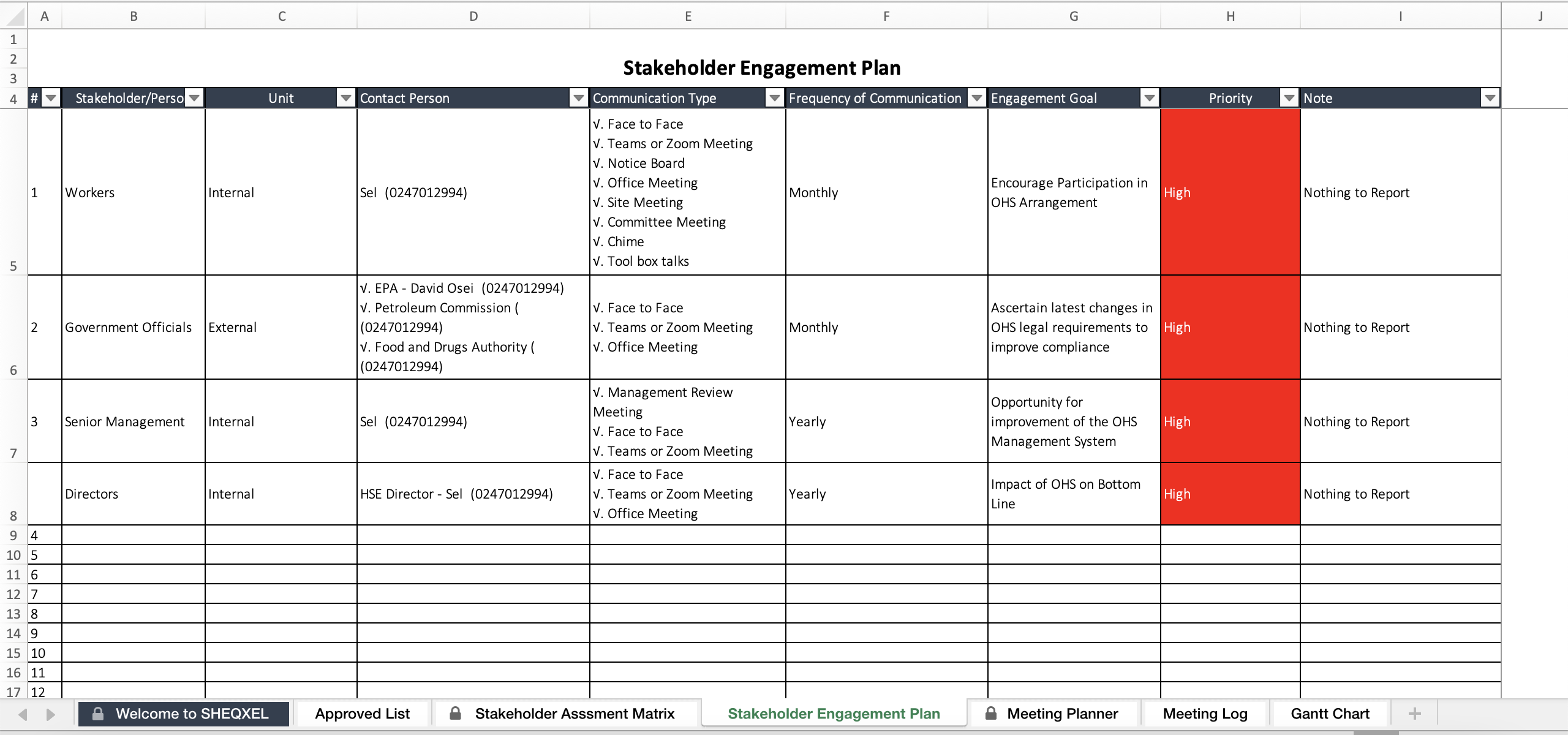 SHEQXEL STAKEHOLDER ENGAGEMENT TOOL HSE Market Ghana