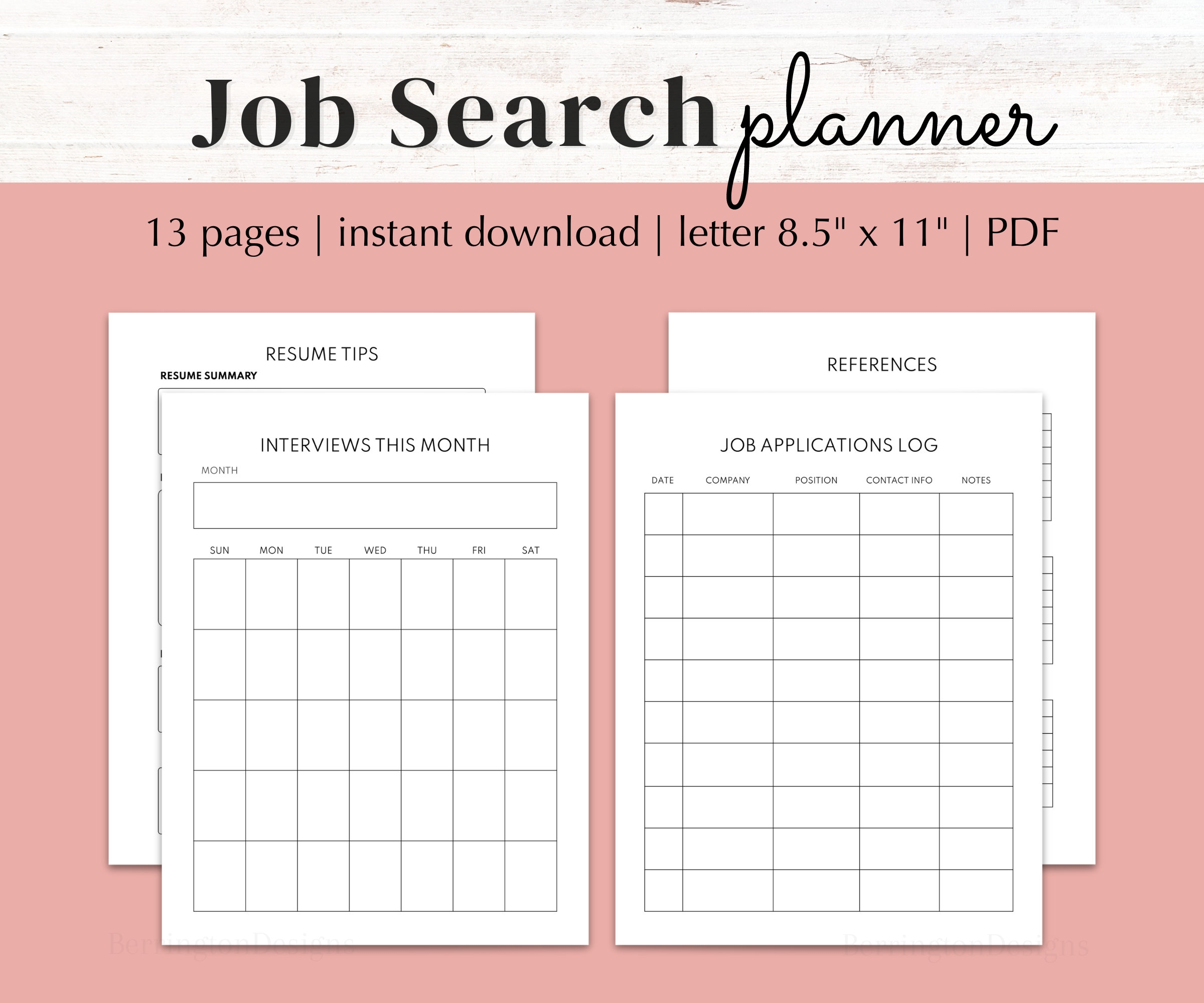 Simple Job Application Tracker And Planner For Job Search Interviews And Building Resumes Etsy