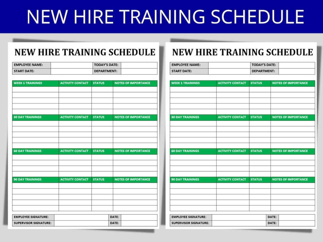 Simple New Hire Training Schedule Editable Word Template 90 day Plan HR Resources Etsy UK