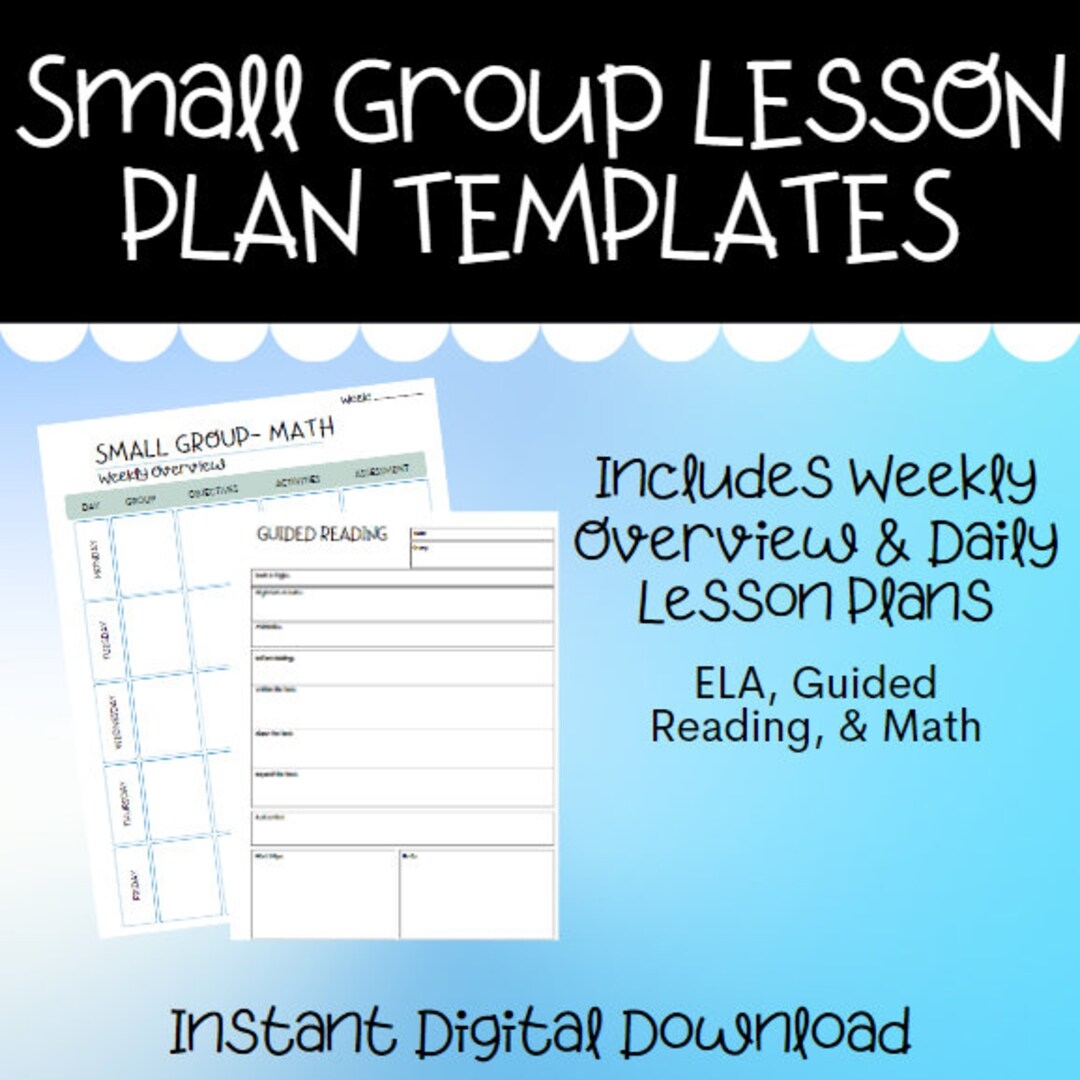 Small Group Lesson Plan Templates Weekly U0026 Daily ELA Math Guided Reading Materials Etsy