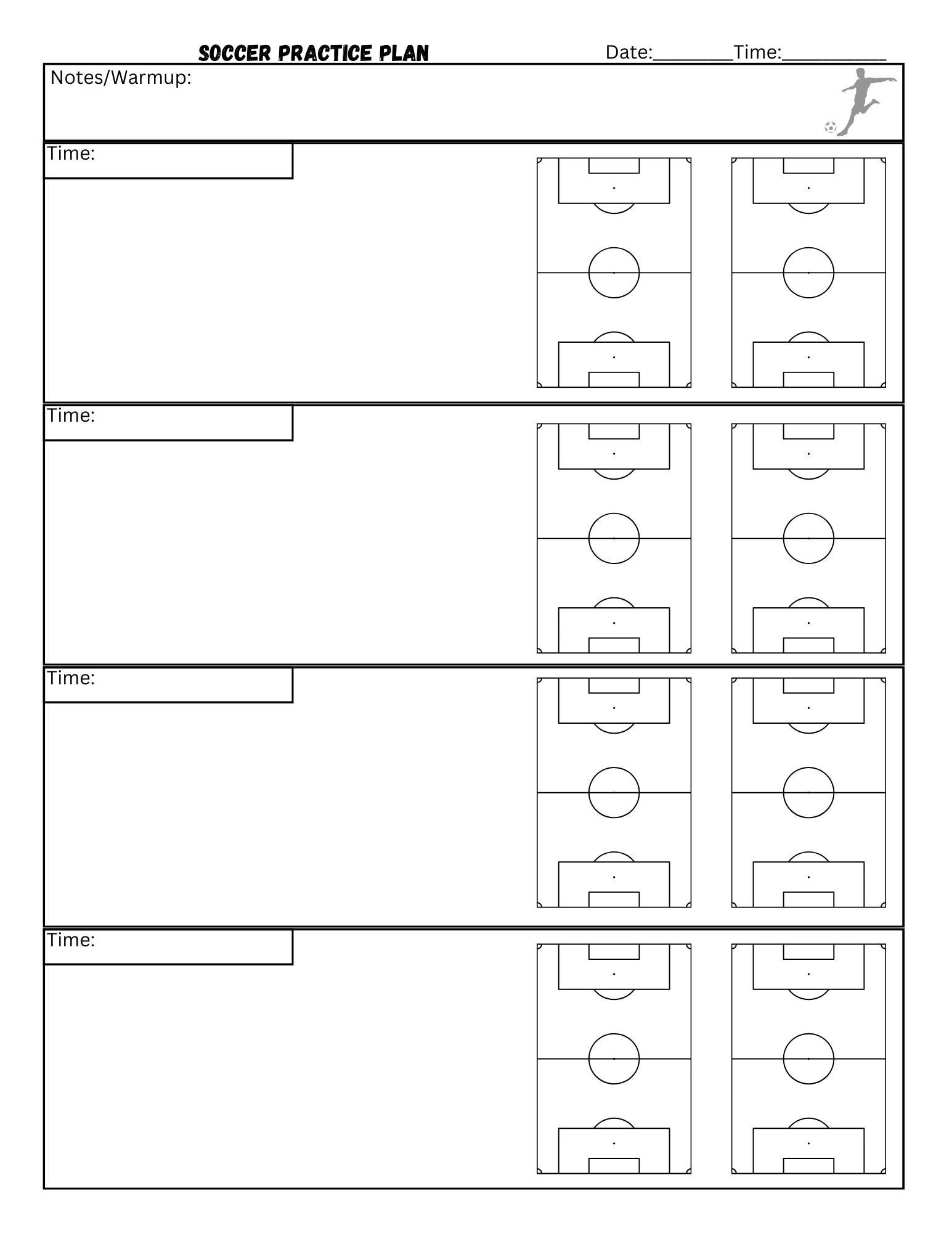 Soccer Practice Plan Sheets 8 5x11