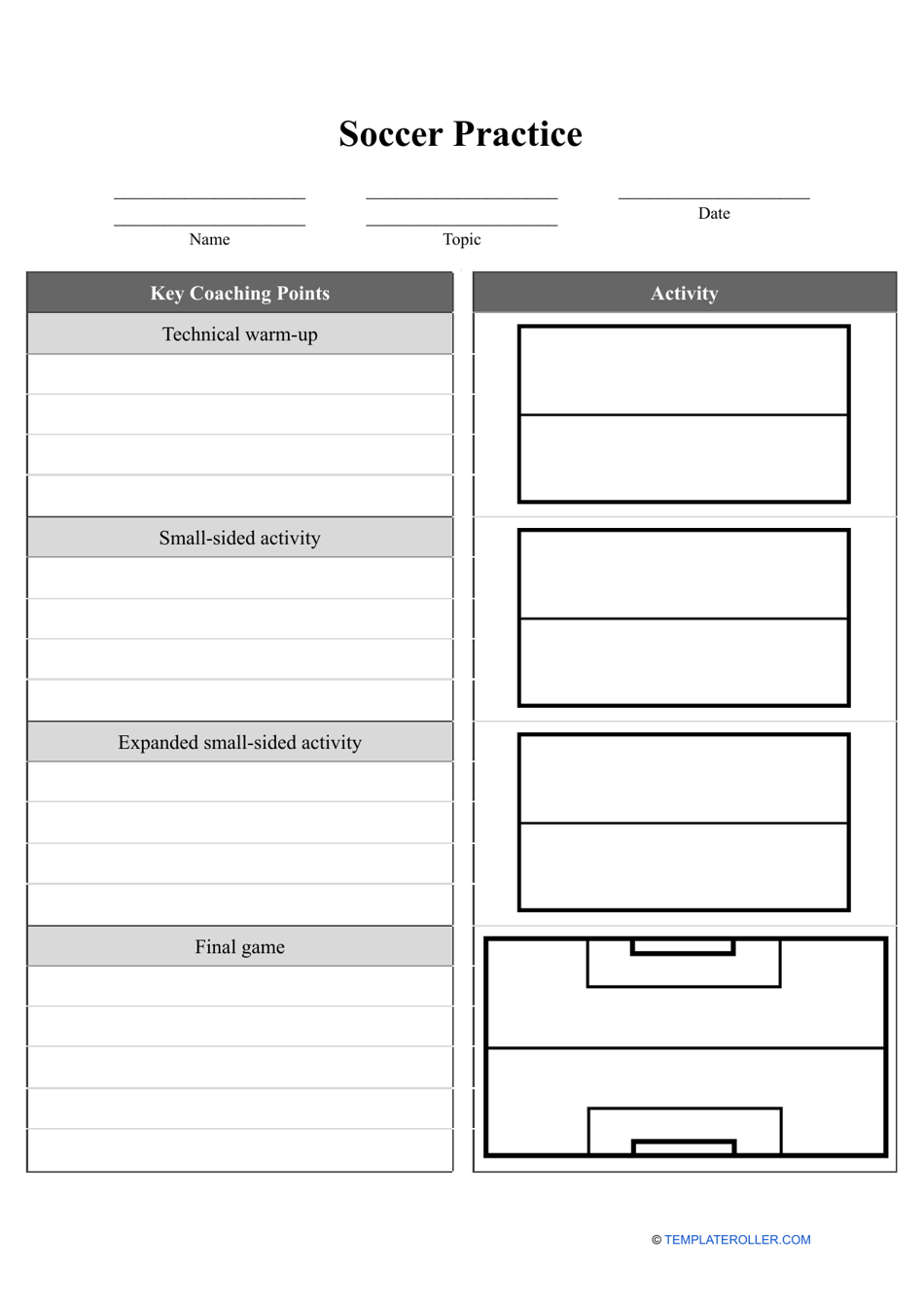 Soccer Practice Template Download Printable PDF Templateroller
