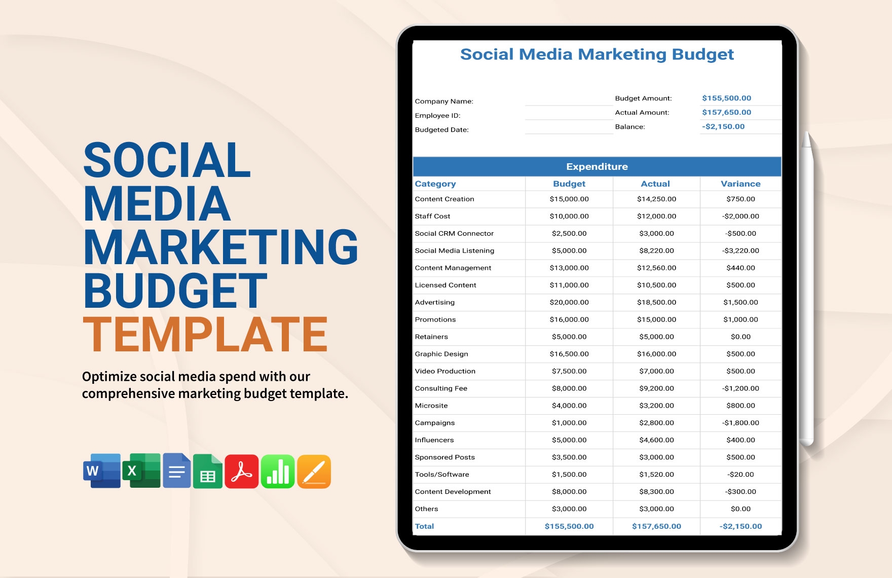 Social Media Budget Plan Template
