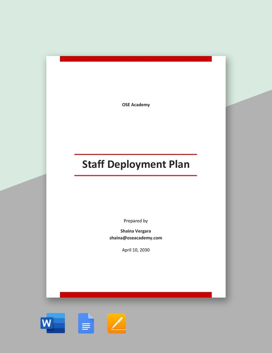 Staff Deployment Plan Template In Word Google Docs Pages Download Template