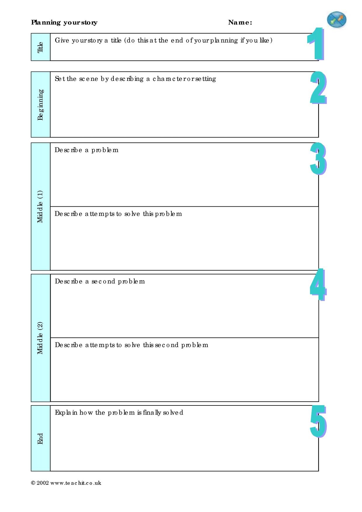 Story Planning Template KS3 4 Creative Writing Teachit