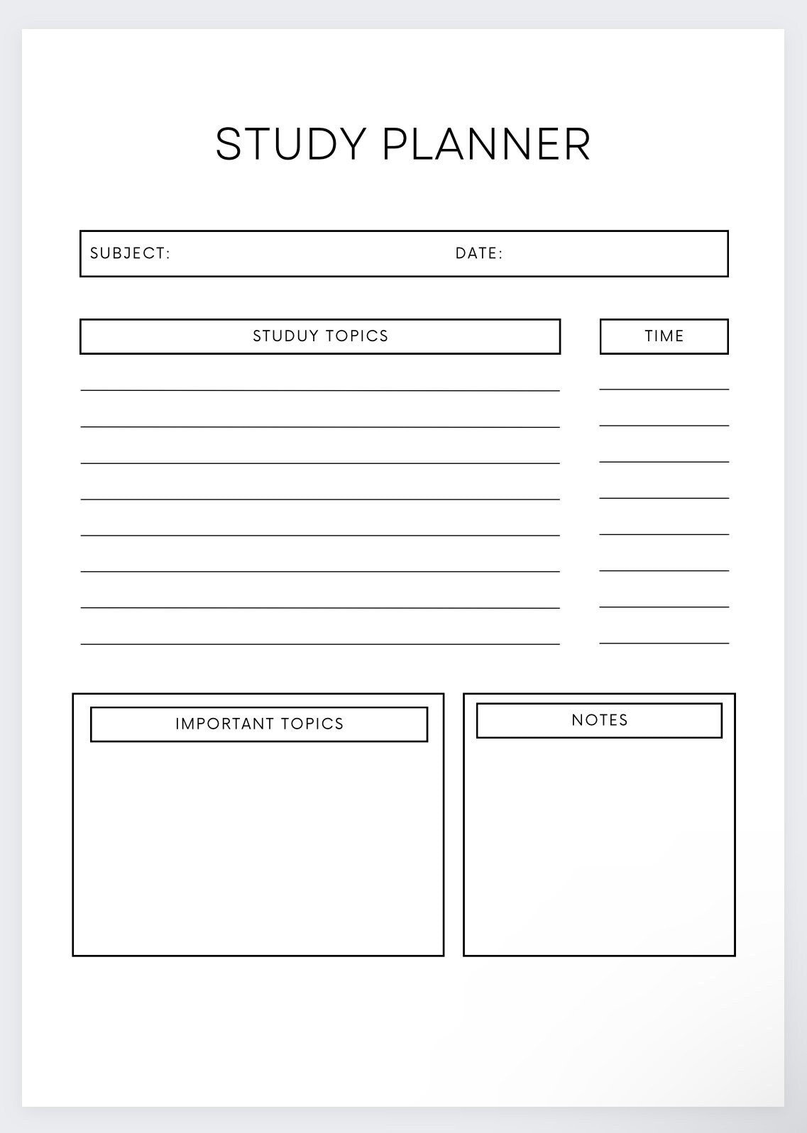 Finals Study Plan Template