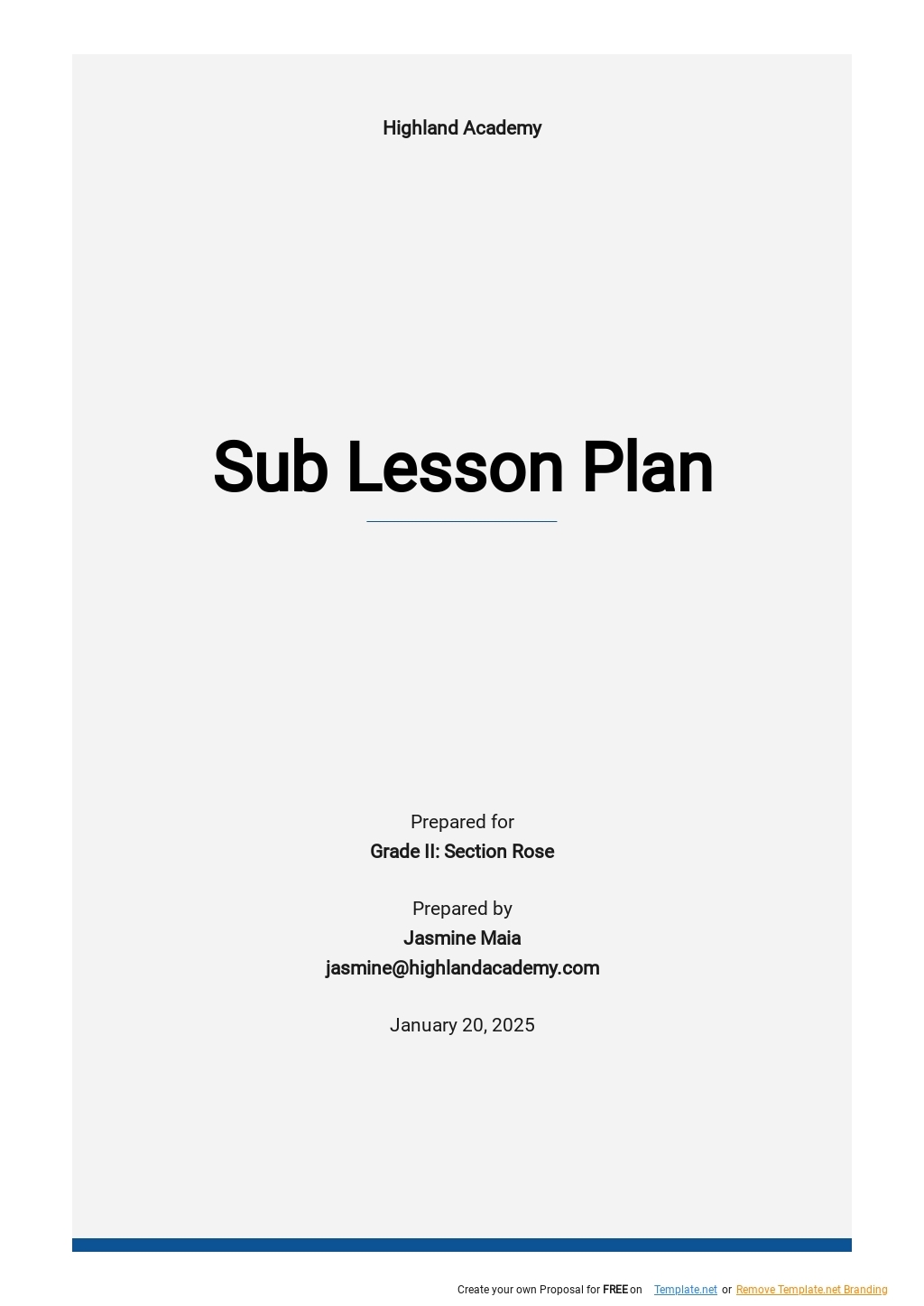 Sub Lesson Plan Template In Google Docs Pages Word PDF Download Template