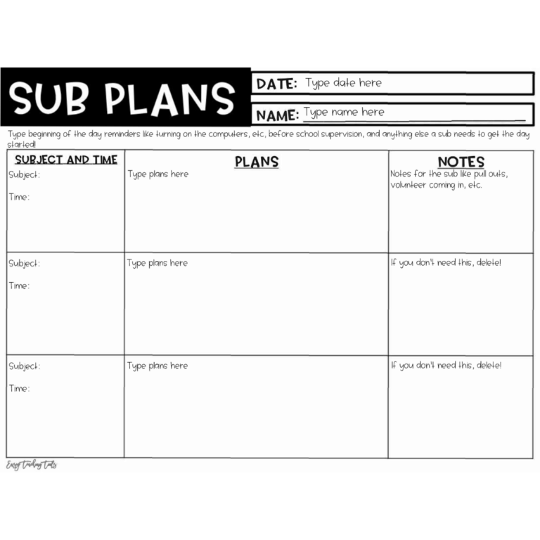 Sub Plans Template Editable PowerPoint Google Slides U0026 PDF Easy Teaching Tools