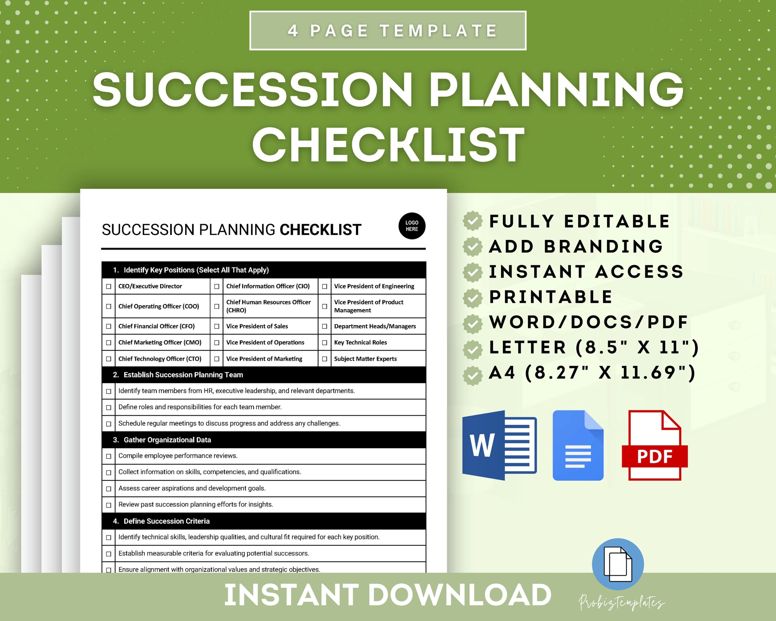 Succession Planning Checklist Template Leadership Succession Strategy Template Talent Succession Roadmap Leadership Development Template Etsy