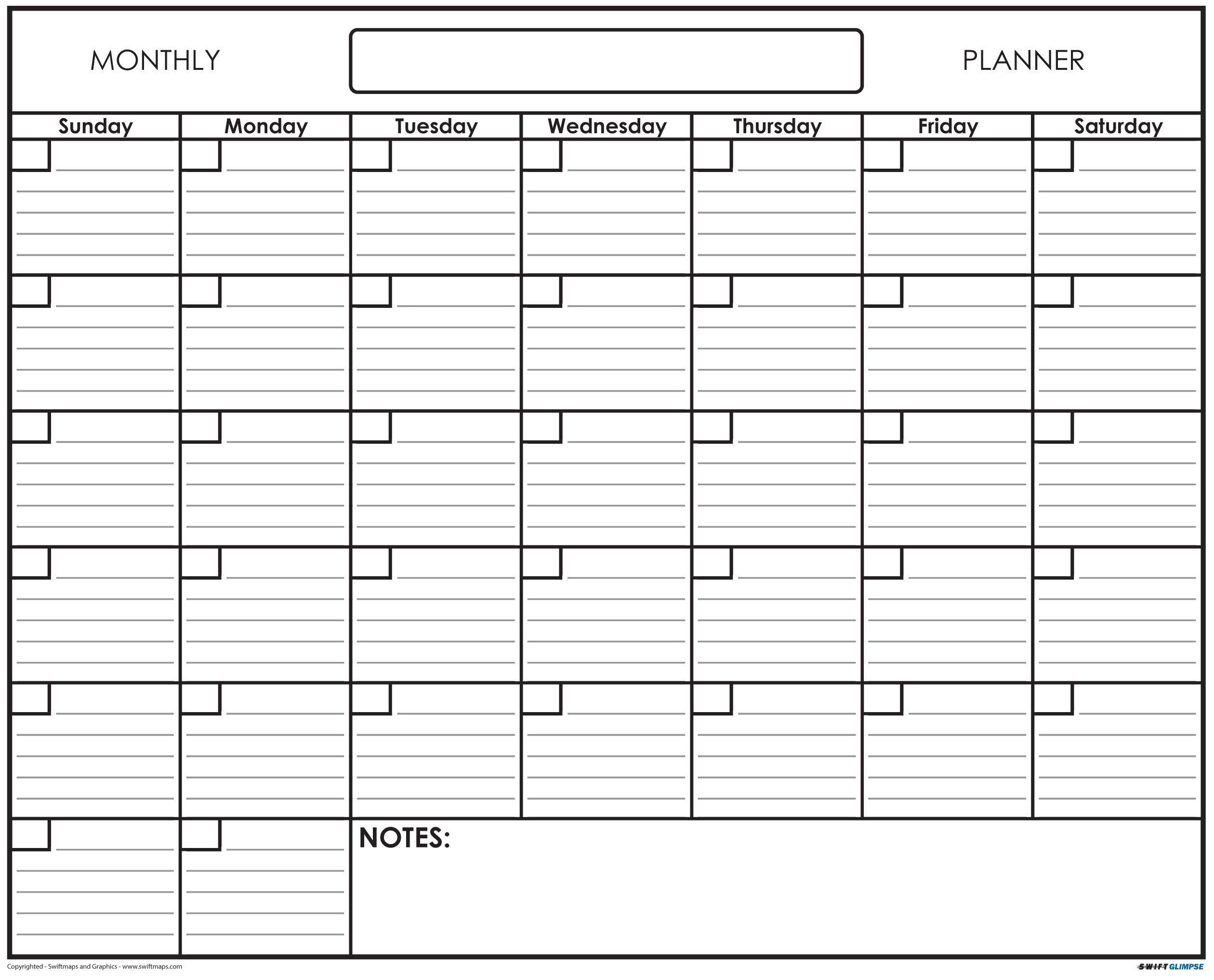 SwiftGlimpse Erasable Monthly Wall Planner 36